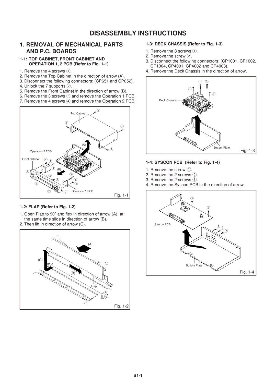 Aiwa HV-FX5100 service manual Disassembly Instructions, Removal of Mechanical Parts and P.C. Boards 