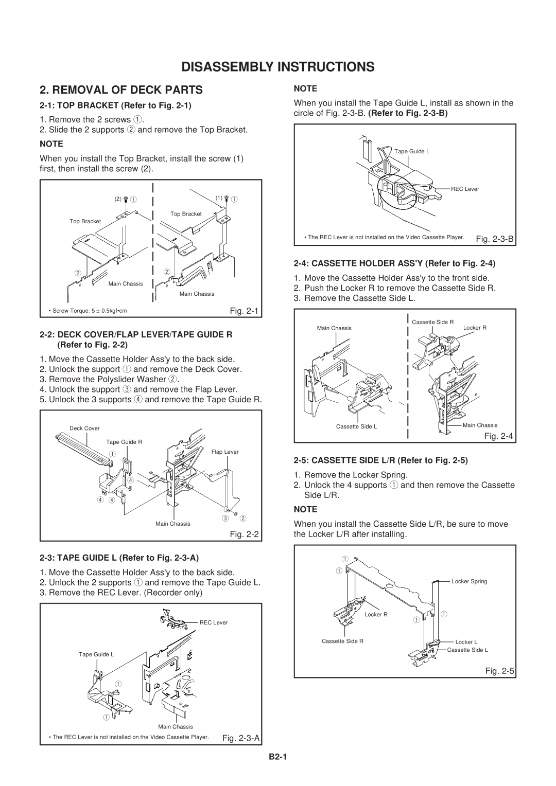 Aiwa HV-FX5100 service manual Removal of Deck Parts 