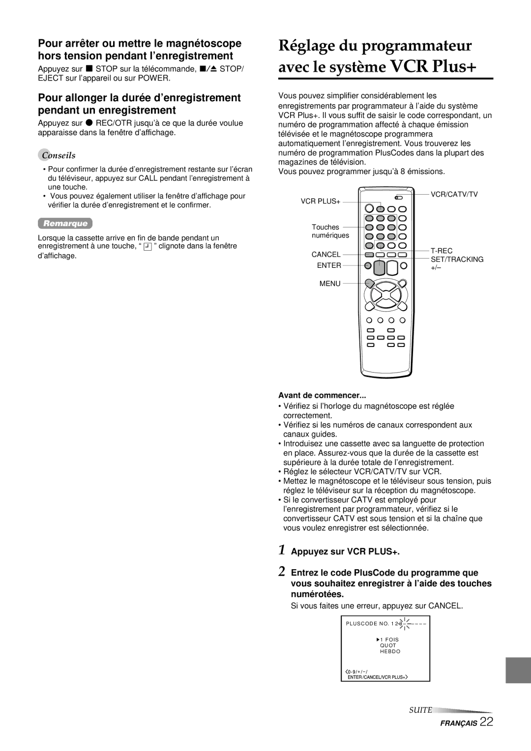 Aiwa HV-FX8100U operating instructions Réglage du programmateur avec le système VCR Plus+ 