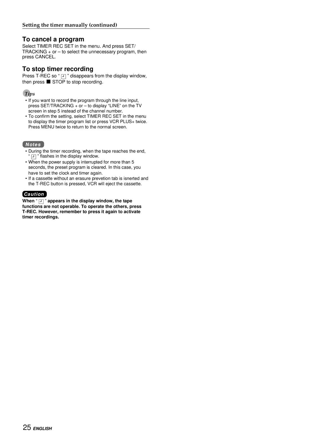 Aiwa HV-FX8100U operating instructions To stop timer recording 