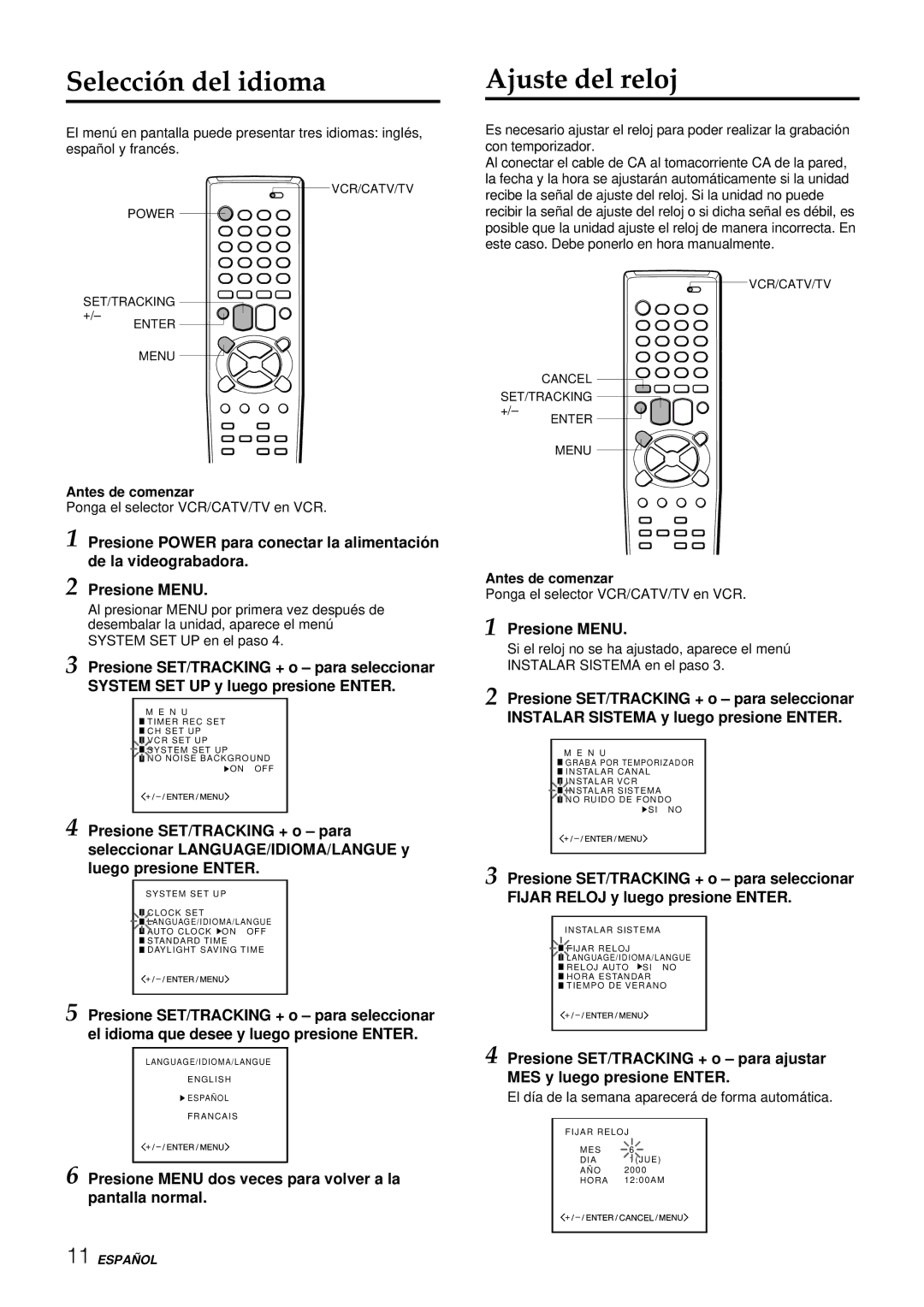 Aiwa HV-FX8100U operating instructions Presione Menu dos veces para volver a la pantalla normal, Antes de comenzar 