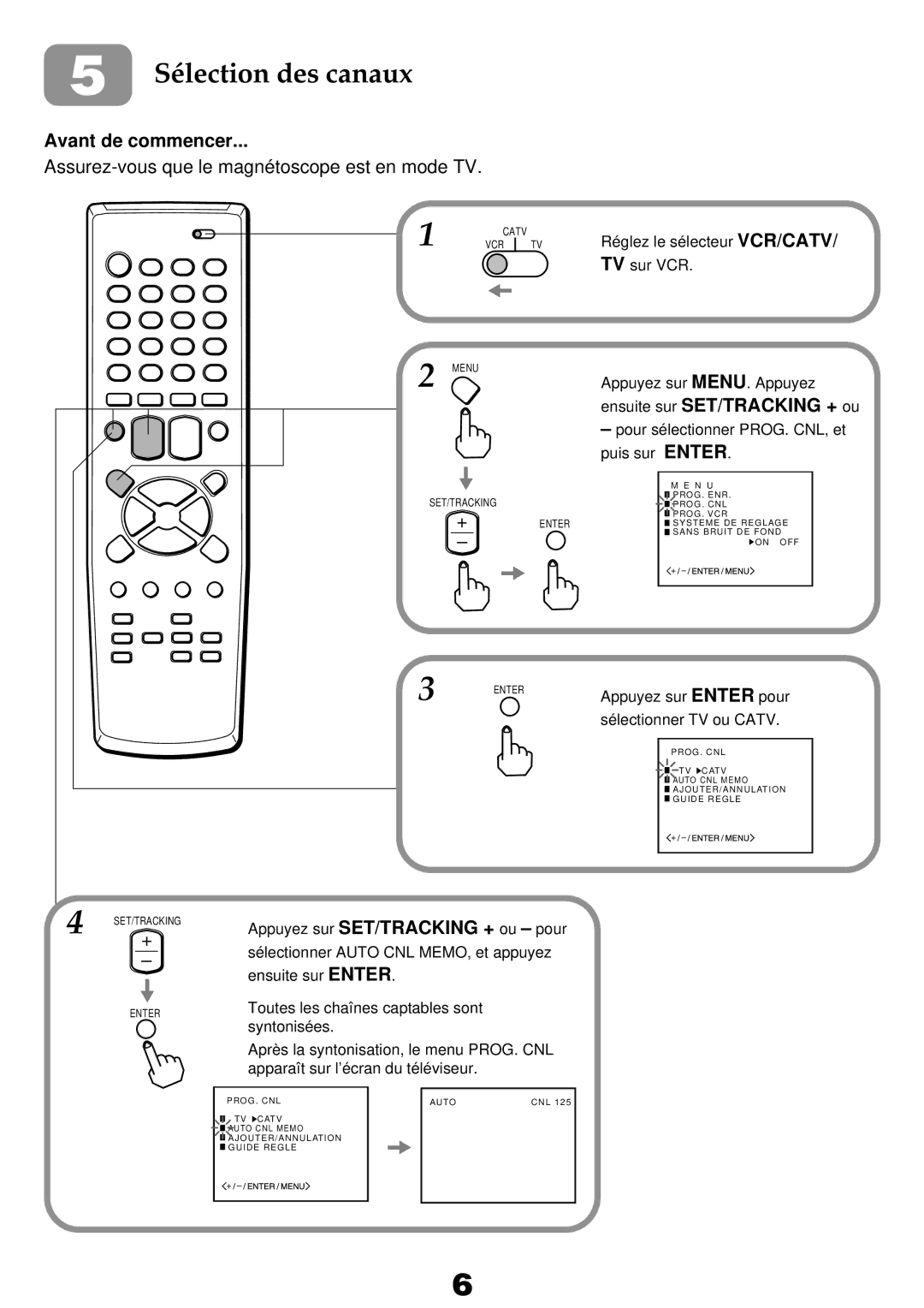 Aiwa HV-FX8100U operating instructions Sélection des canaux, Avant de commencer 