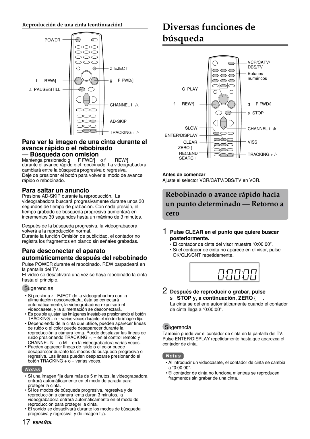 Aiwa HV-FX9000U operating instructions Diversas funciones de búsqueda, Para saltar un anuncio 