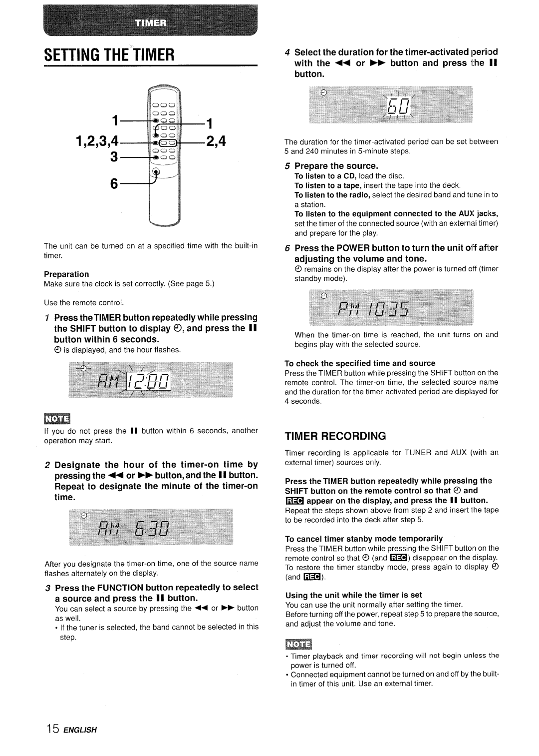 Aiwa LCX-350 manual Setting the Timer, Timer Recording, Prepare the source 