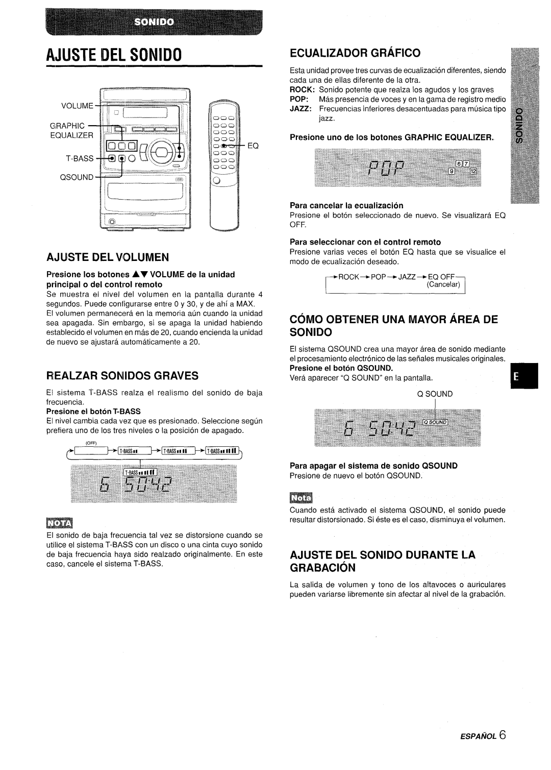 Aiwa LCX-350 manual Awste DEL Sonido 