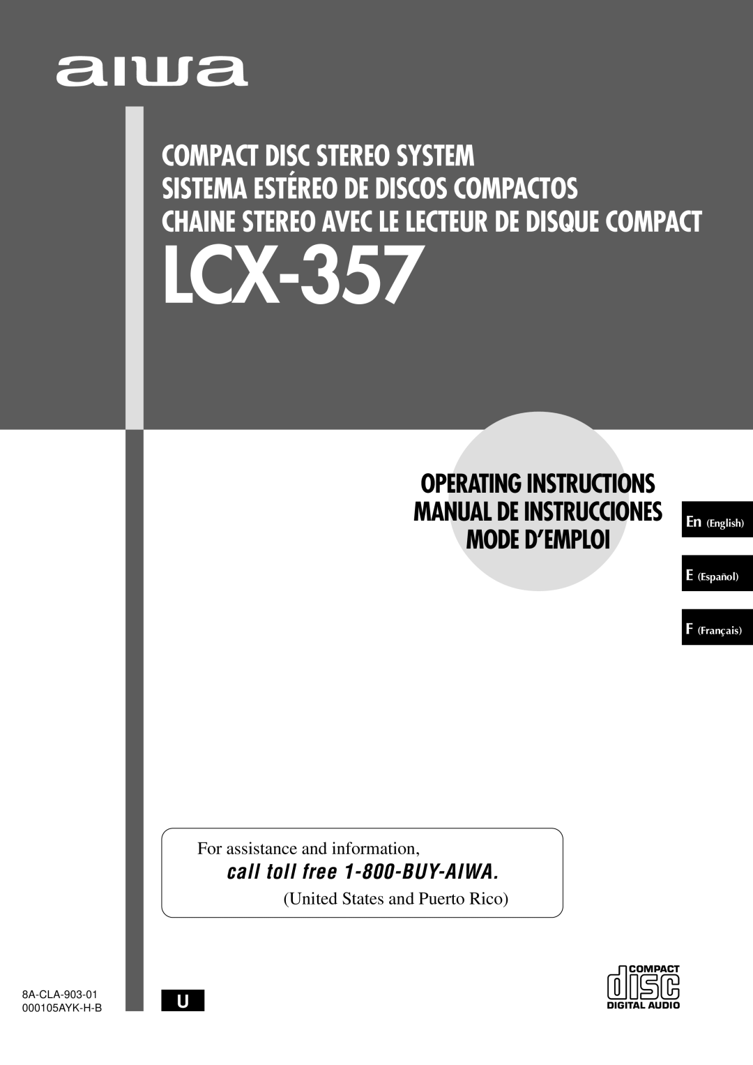 Aiwa LCX-357 manual 