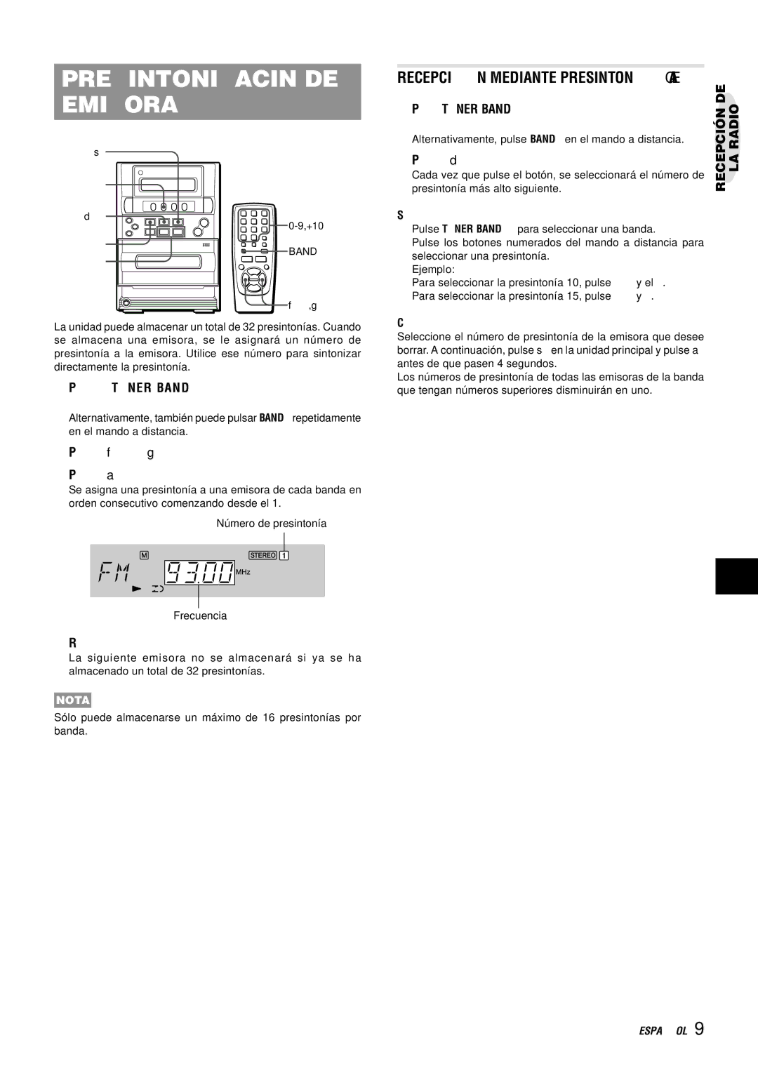 Aiwa LCX-357 manual Presintonización DE Emisoras, Recepció N Mediante Presintonía, Pulse d, Repita los pasos del 1 a 