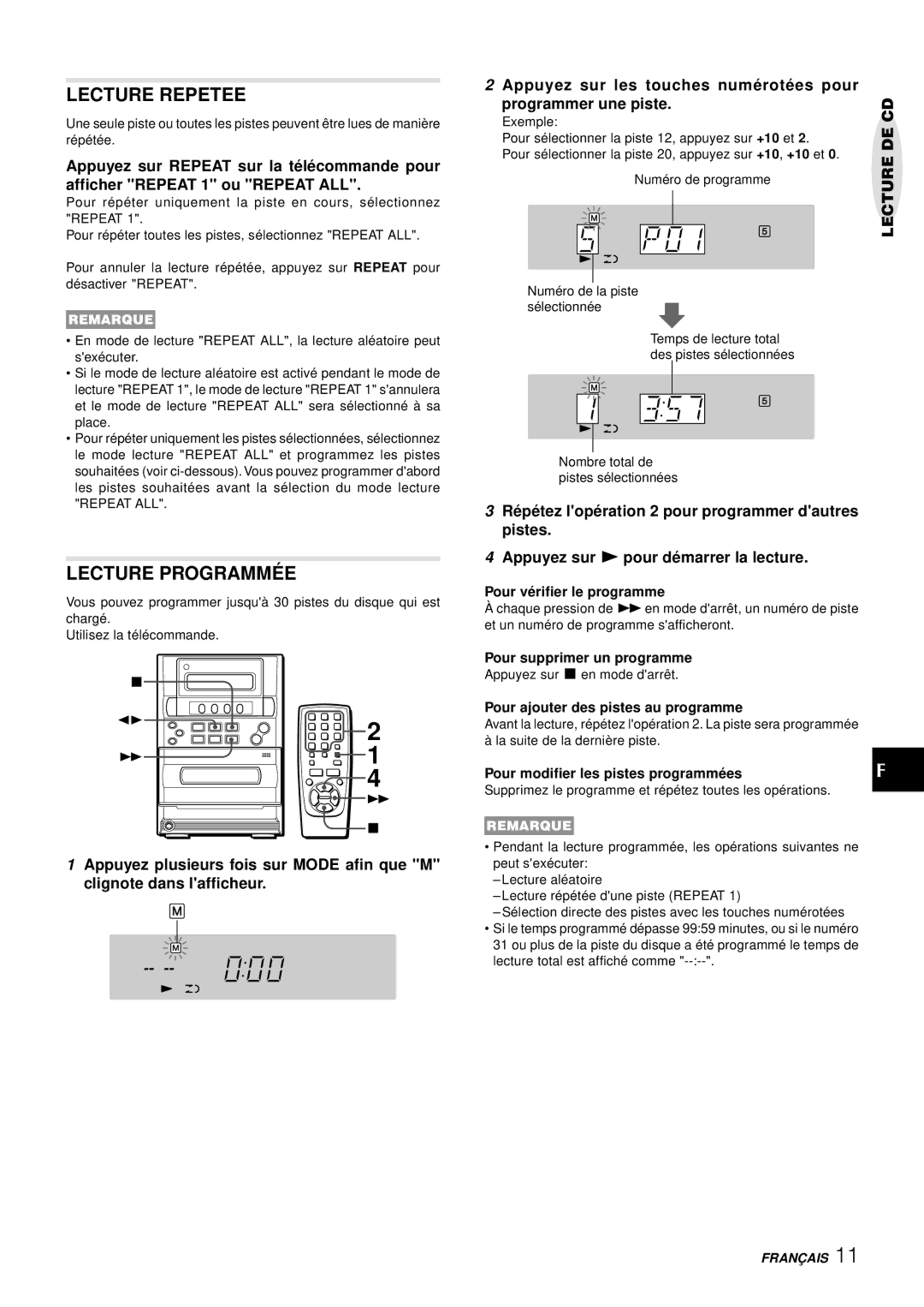 Aiwa LCX-357 manual Lecture Repetee, Lecture Programmé E 