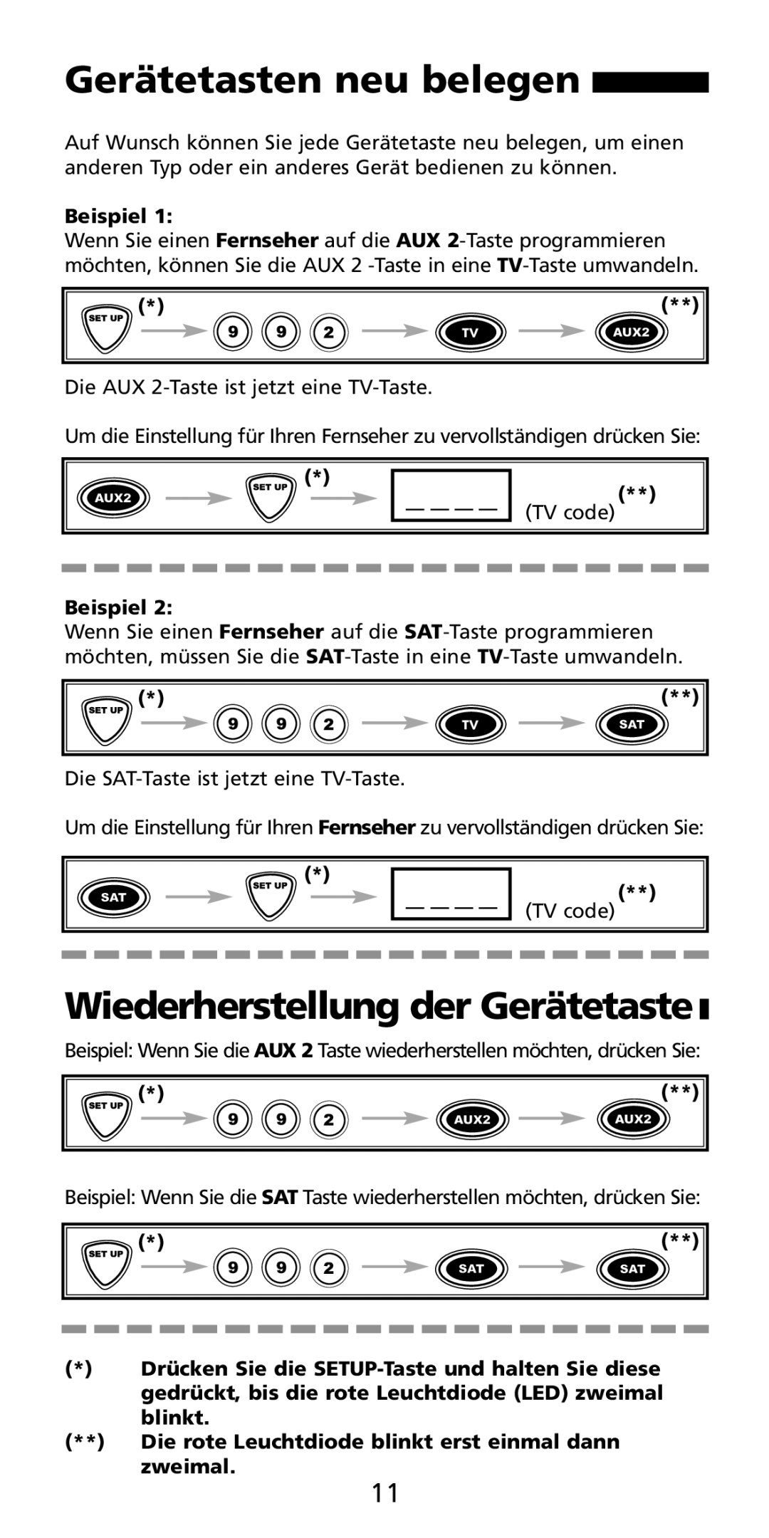 Aiwa MF-350 manual Gerätetasten neu belegen, Wiederherstellung der Gerätetaste, Beispiel 