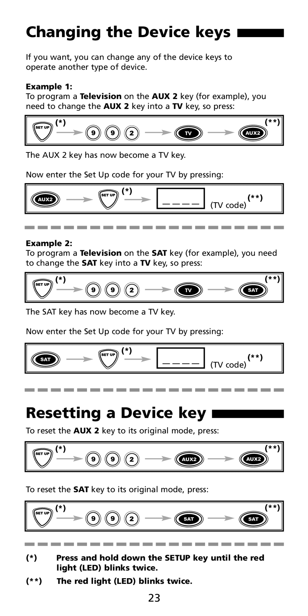 Aiwa MF-350 manual Changing the Device keys, Resetting a Device key, Example 