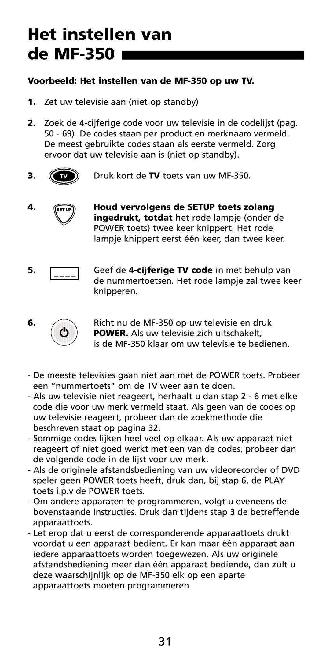 Aiwa manual Voorbeeld Het instellen van de MF-350 op uw TV 