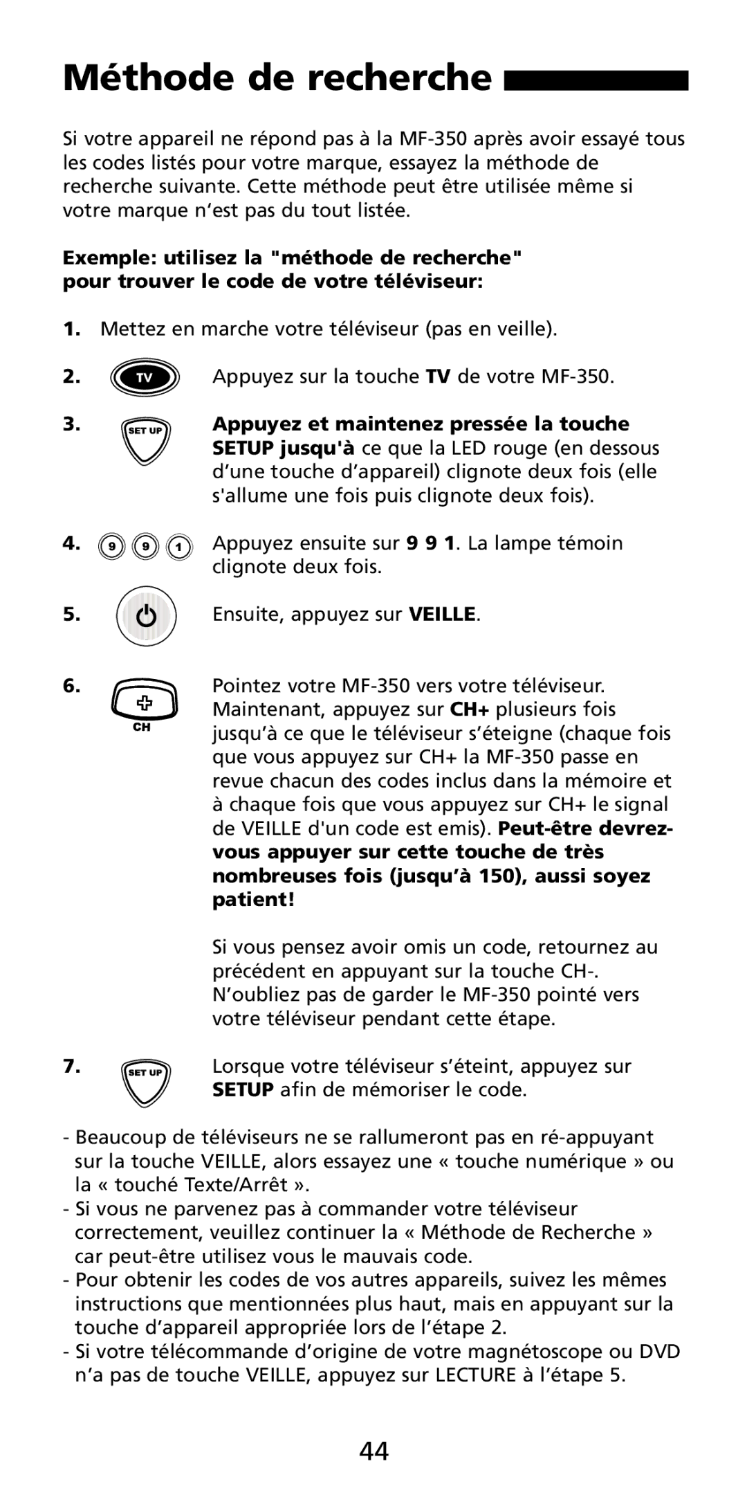 Aiwa MF-350 manual Méthode de recherche 