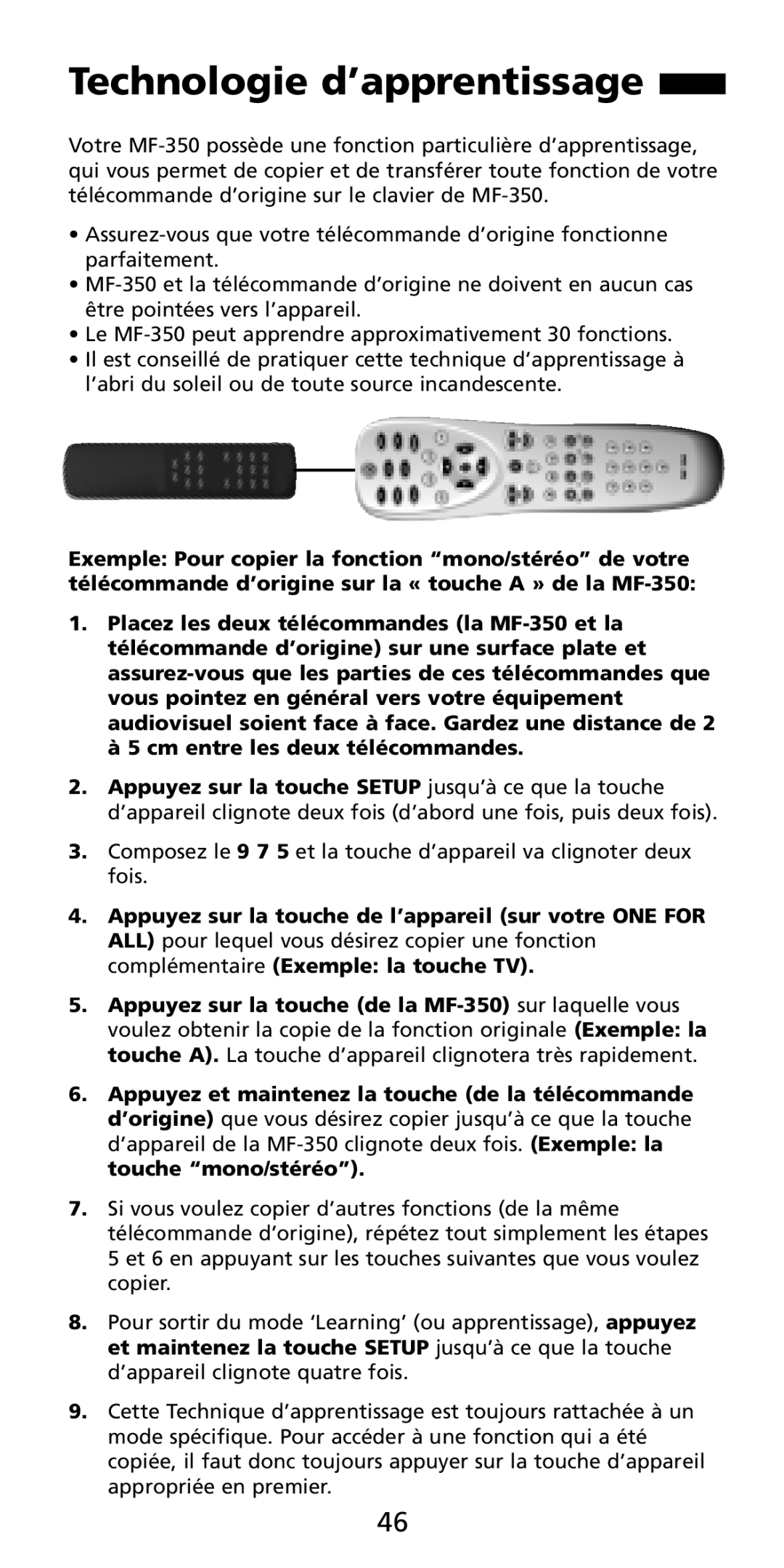 Aiwa MF-350 manual Technologie d’apprentissage 