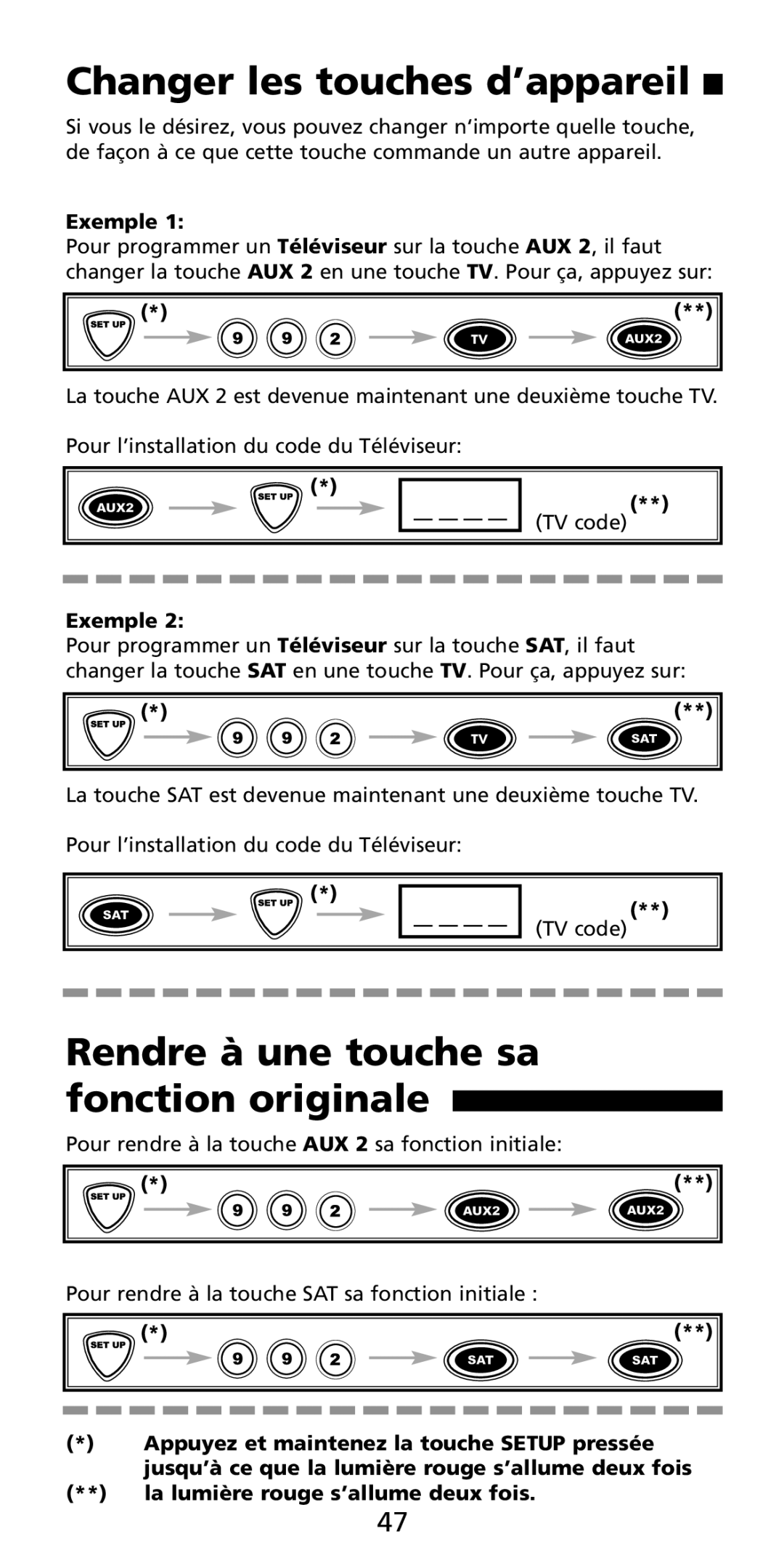 Aiwa MF-350 manual Changer les touches d’appareil, Rendre à une touche sa fonction originale, Exemple 