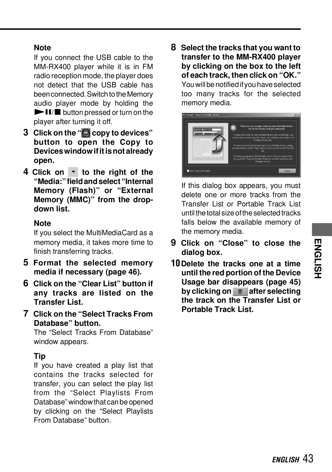 Aiwa MM-RX400 operating instructions Tip, Click on Close to close the dialog box 