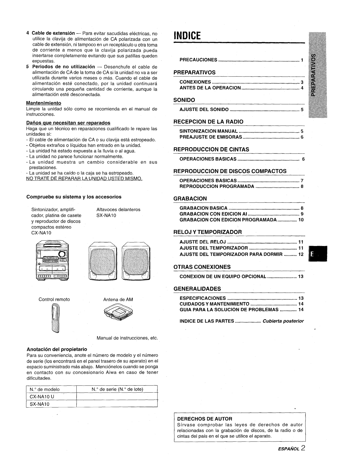 Aiwa NSX-A10 manual Inkiice 