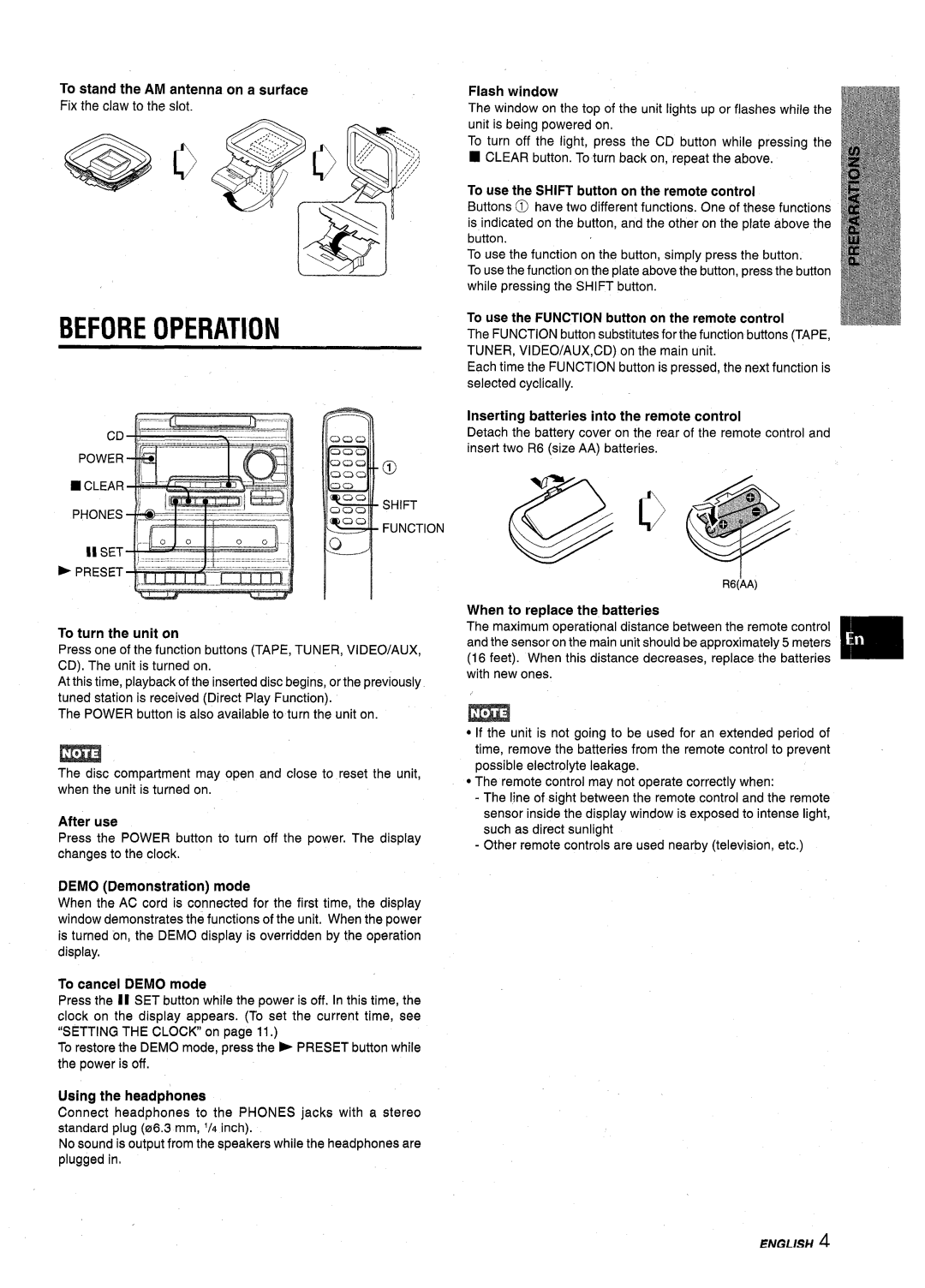 Aiwa NSX-A10 manual Before Operation 