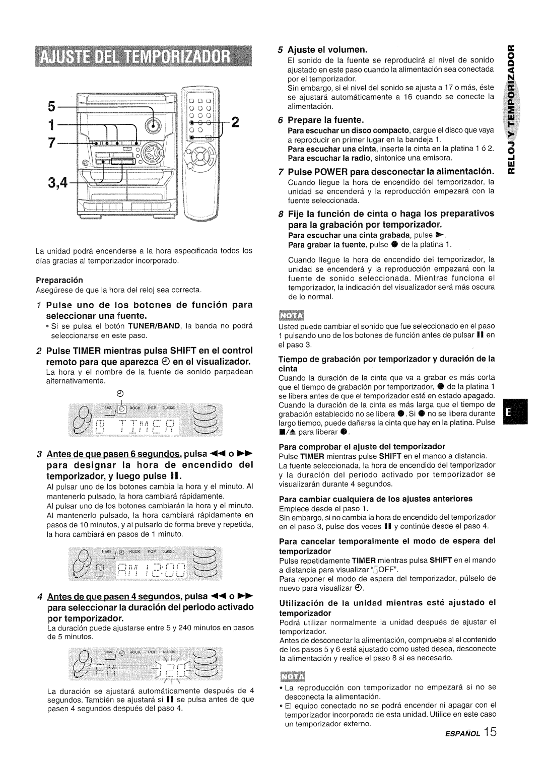 Aiwa NSX-A111 manual Ajuste el volumen, Prepare la fuente, Pulse Power para desconectar la alimentaci6n 