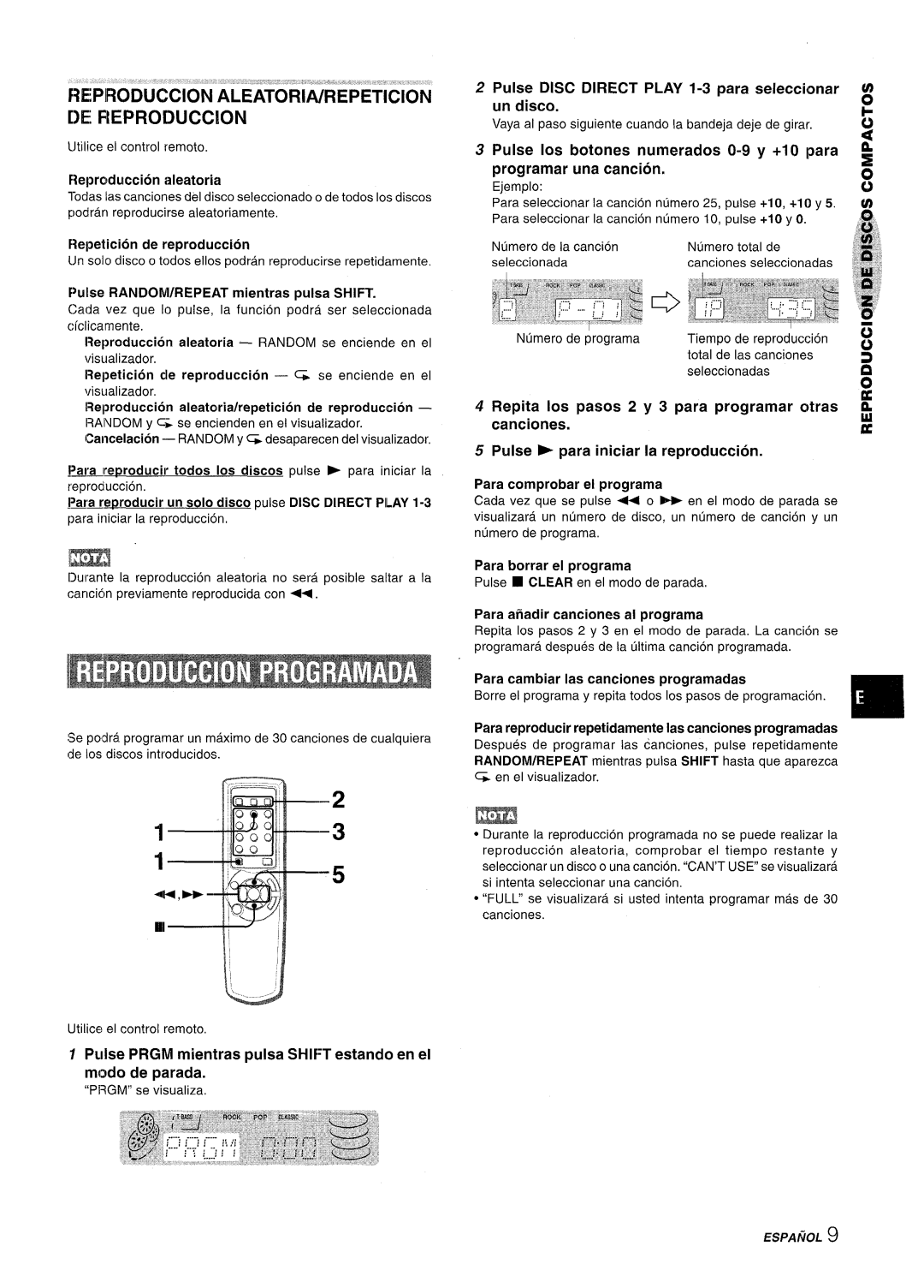 Aiwa NSX-A115 manual Pulse Disc Direct Play 1-3 para seleccionar un disco 