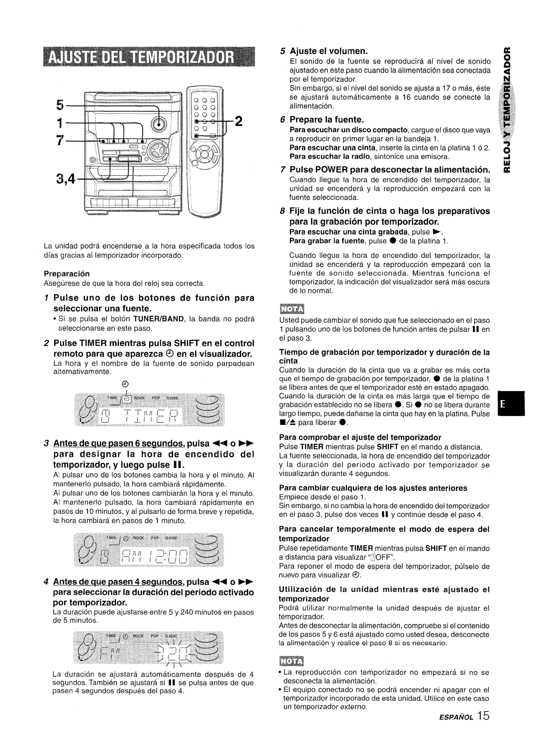 Aiwa NSX-A115 manual Ajuste el volumen, Prepare la fuente, Pulse Power para desconectar la alimentacion 