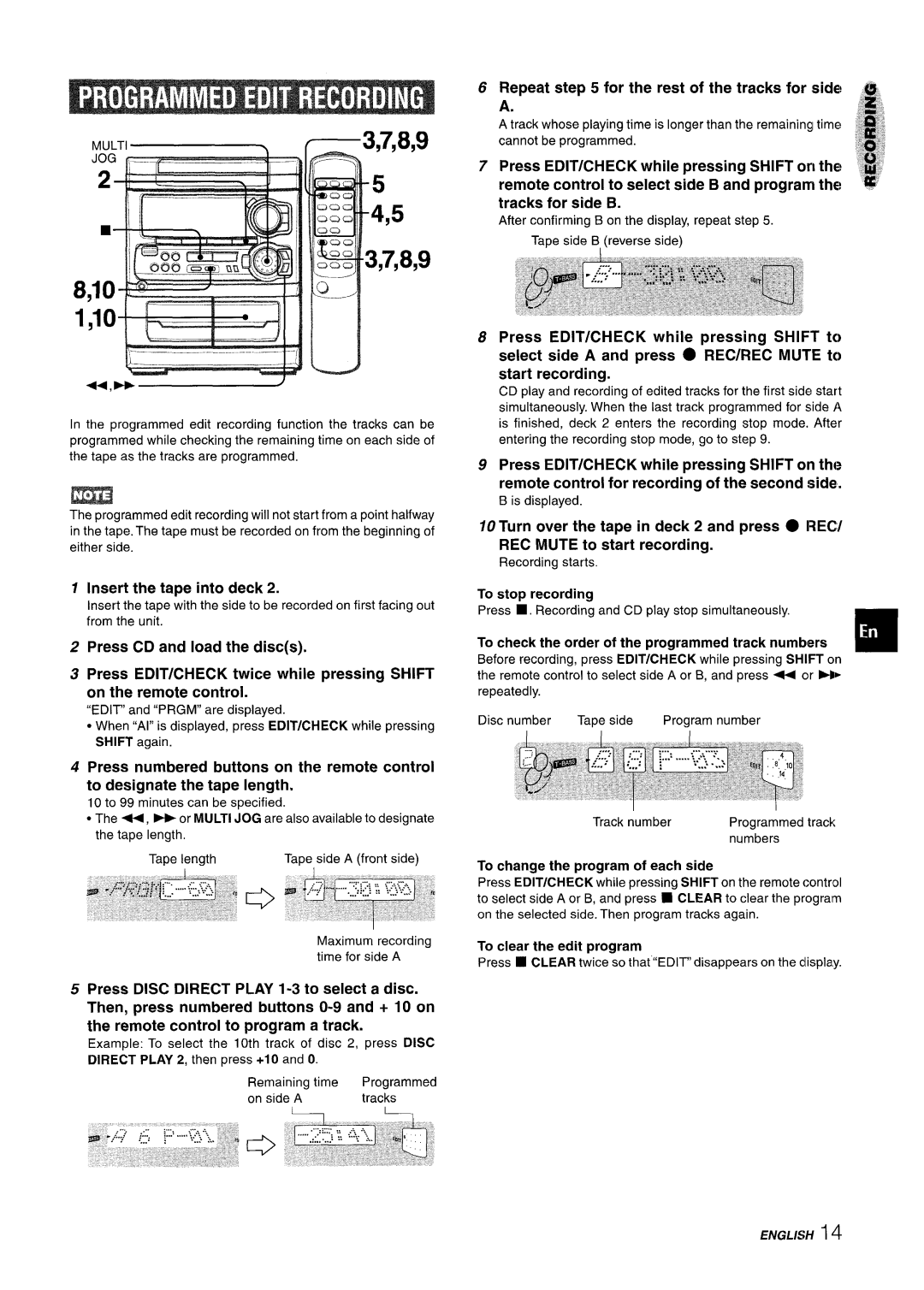 Aiwa NSX-A303, NSX-A304, CX-NA303 manual Repeat step For Rest Tracks for Side Ill ~miij, To change the program of each side 