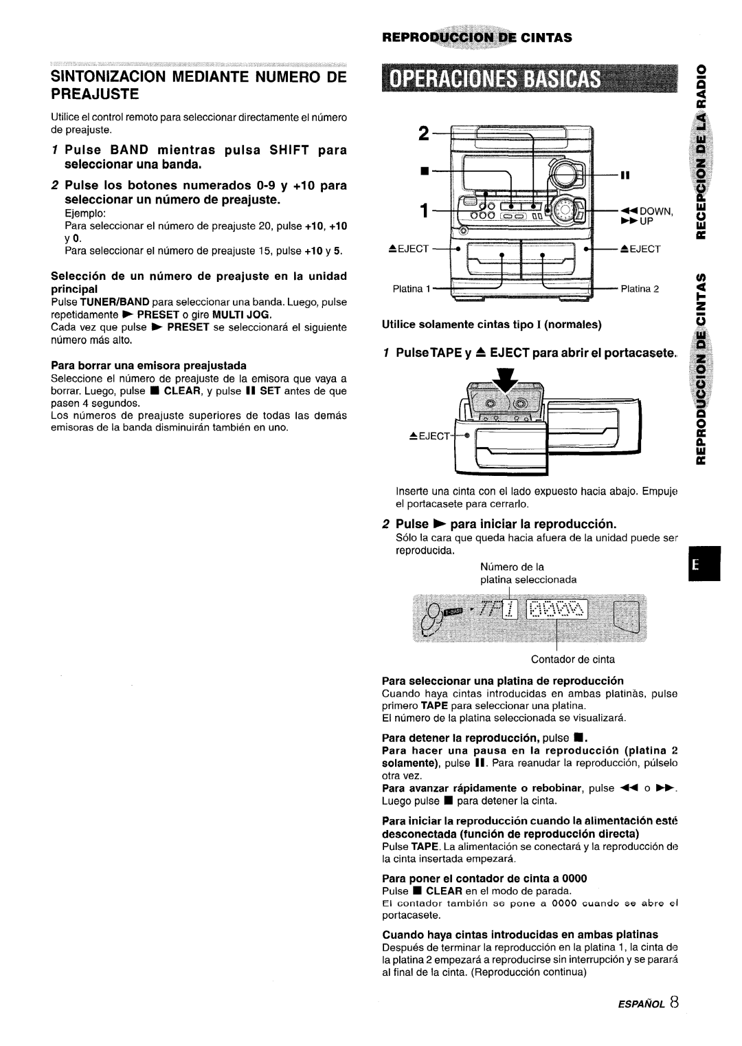 Aiwa CX-NA303, NSX-A303, NSX-A304 manual Sintonizacion Mediante Numero DE Preajuste 