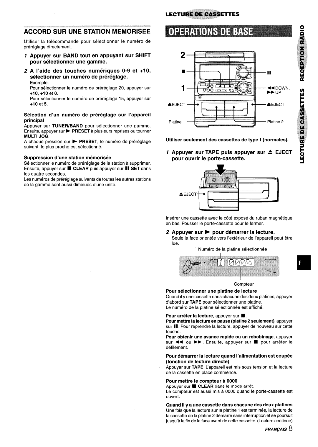 Aiwa NSX-A304, NSX-A303, CX-NA303 manual Accord SUR UNE Station Memorisee, Appuyer sur ~ pour demarrer la lecture 