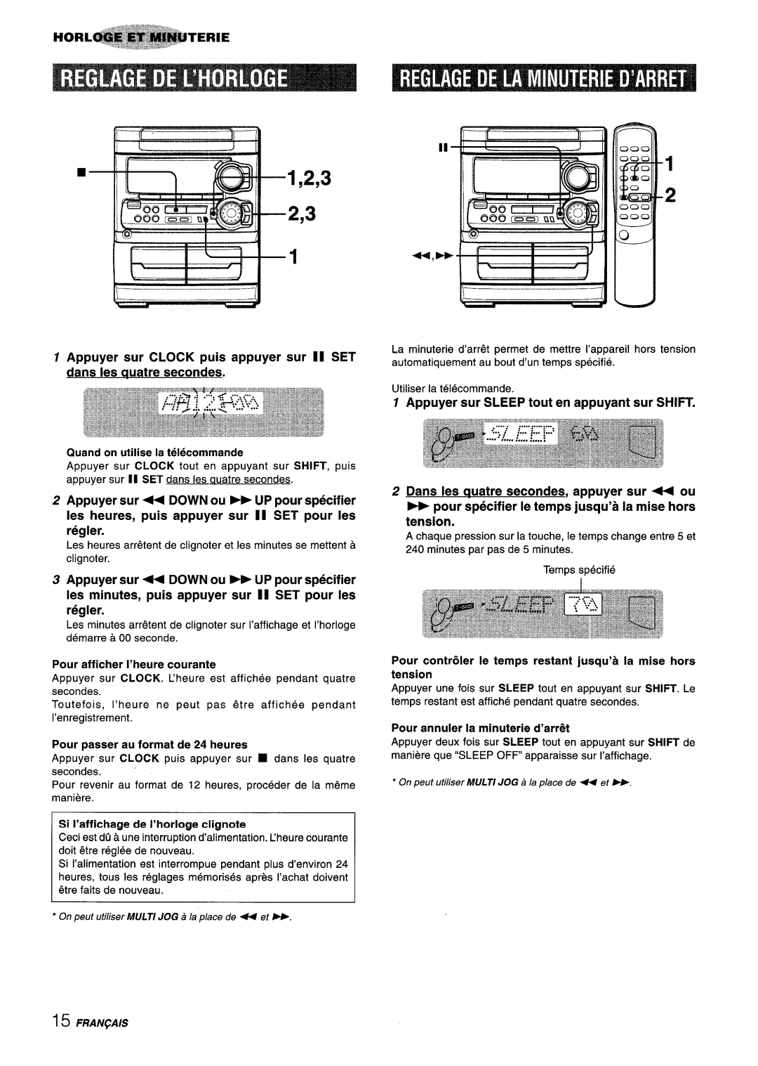 Aiwa CX-NA303, NSX-A303, NSX-A304 manual Regler, Iei- m-inutes, puis appuyer sur II ‘SET p-our Ies regler 