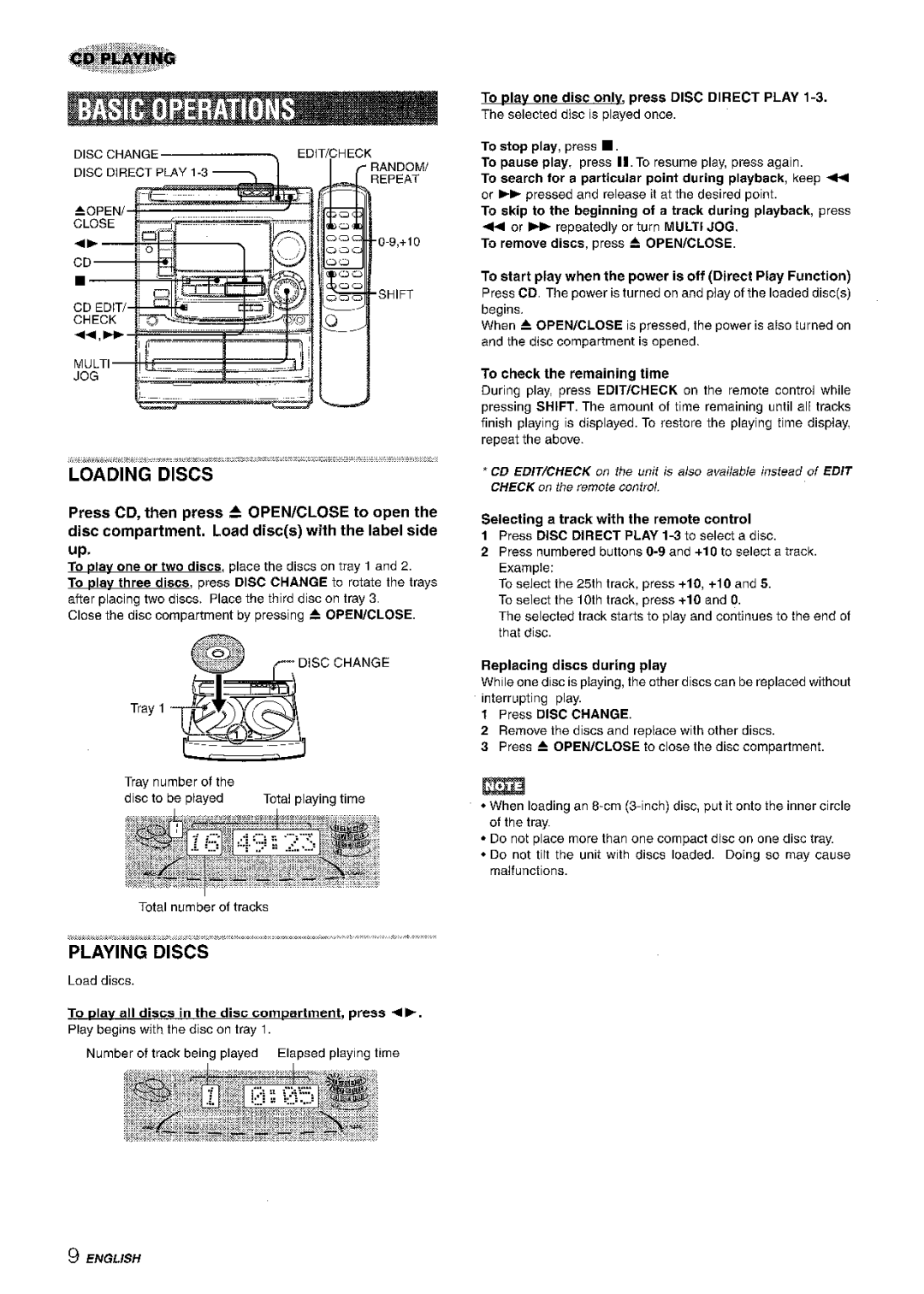 Aiwa NSX-A508 To dav all discs in the disc compartment, press, To skip to the beginning of a track during playback, press 