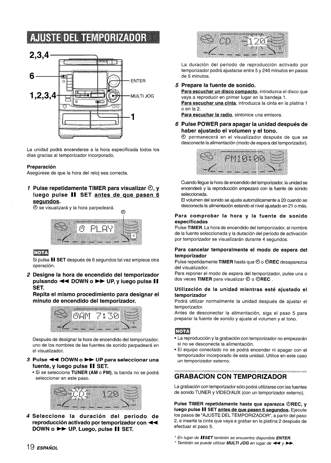 Aiwa NSX-A508 manual Grabacion CON Temporizador, Fuente, y Iuego pulse 11 SET, Prepare la fuente de sonido 