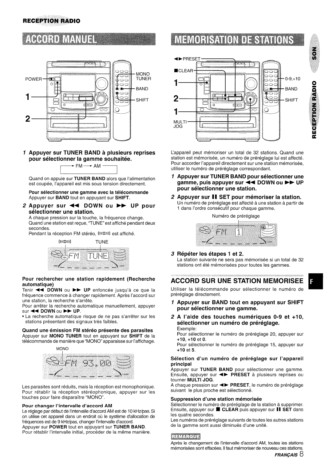 Aiwa NSX-A508 manual Accord &iR UNE STATiON MEMORliiEE, Selectionner une station, Repeter Ies etapes 1 et, Reception R~DIO 