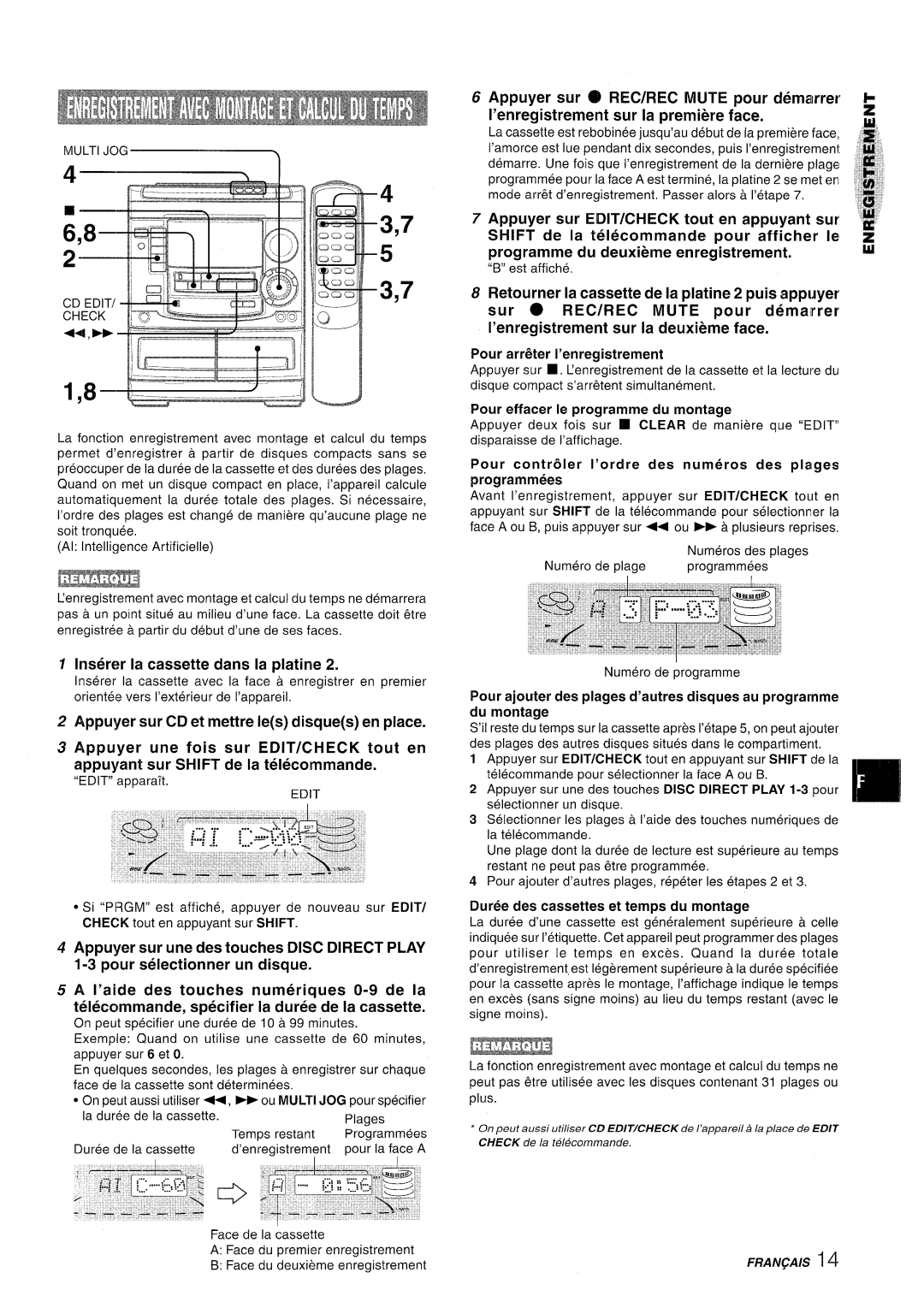 Aiwa NSX-A508 manual 61 REC/REC, Edit/Check, Shift 