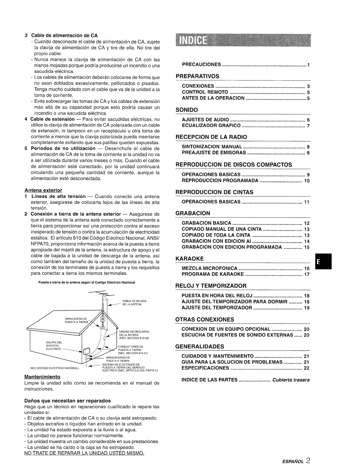 Aiwa NSX-A508 manual Preparatives, Sonido, Recepcion, De La Radio, Reproduction, De Discos, Compactos, De Cintas, Grabacion 