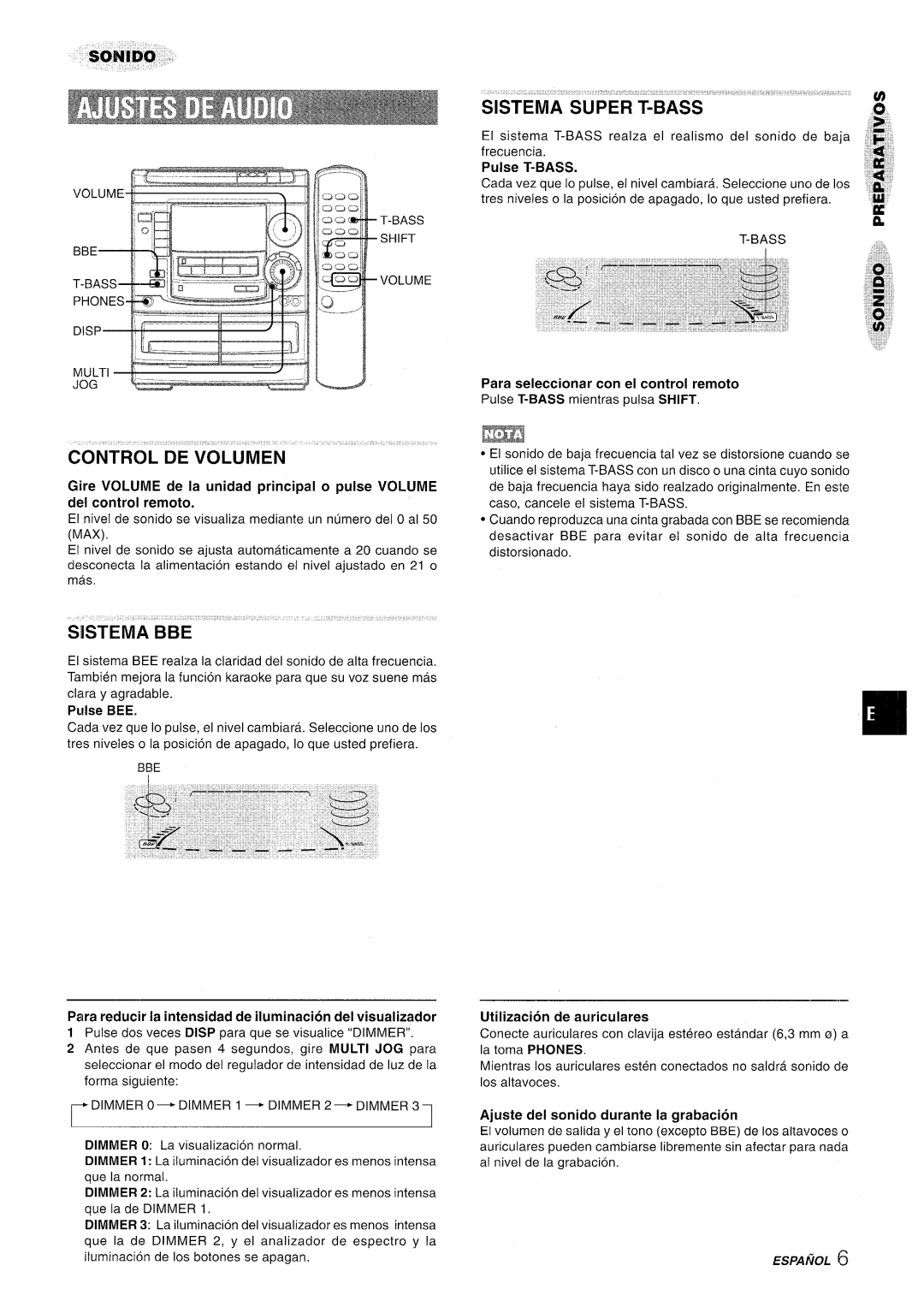 Aiwa NSX-A508 manual Control De Volumen, Pulse T-BASS 