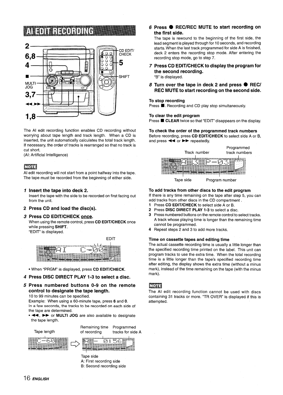 Aiwa NSX-A555 manual Press REC/REC Mute to start recording on the first side, Insert the tape into deck 