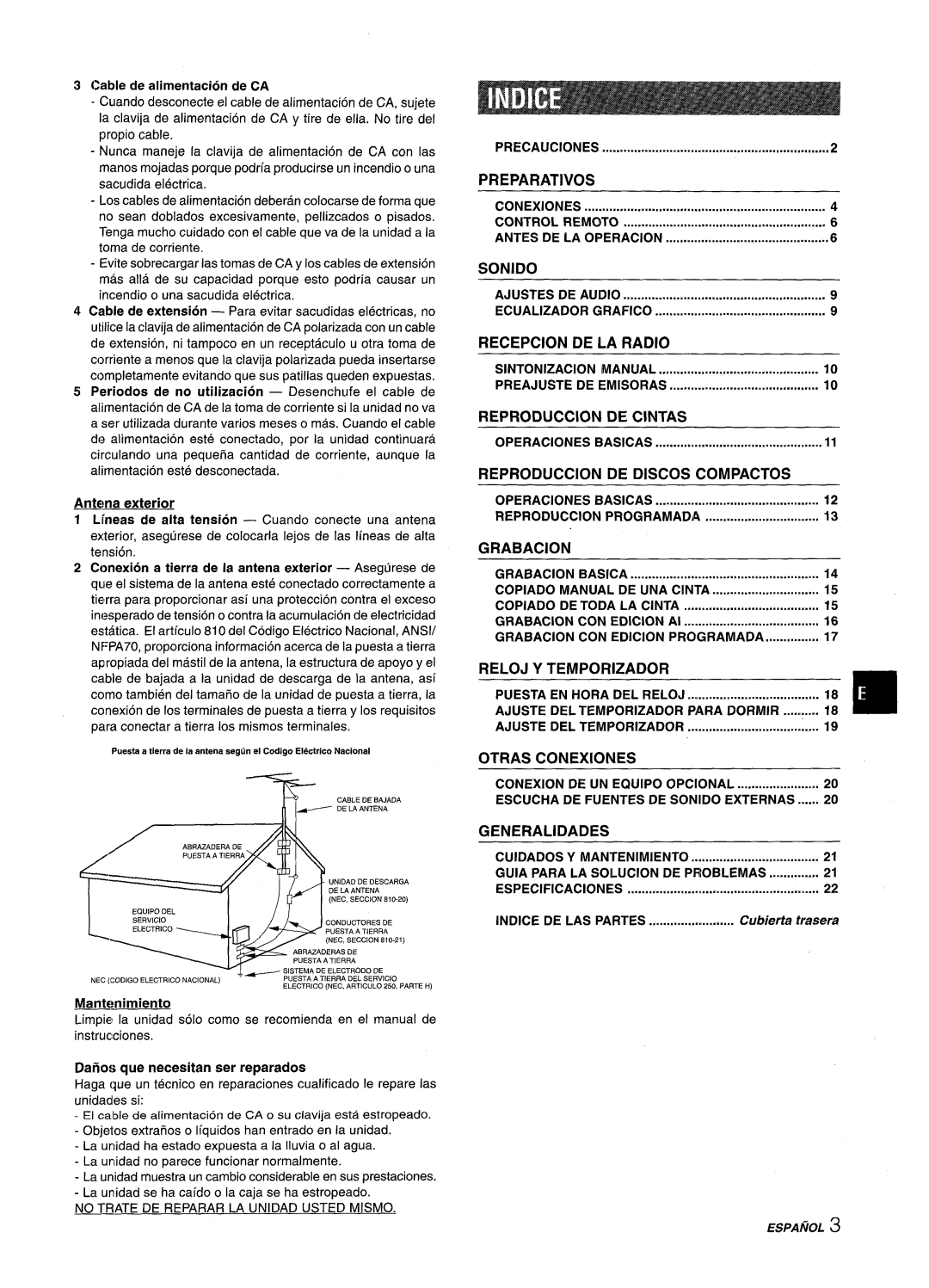 Aiwa NSX-A555 manual Precauciones, Conexiones Control REM3T0 Antes DE LA Operacion, Ajustes DE Audio Ecualizador Grafico 