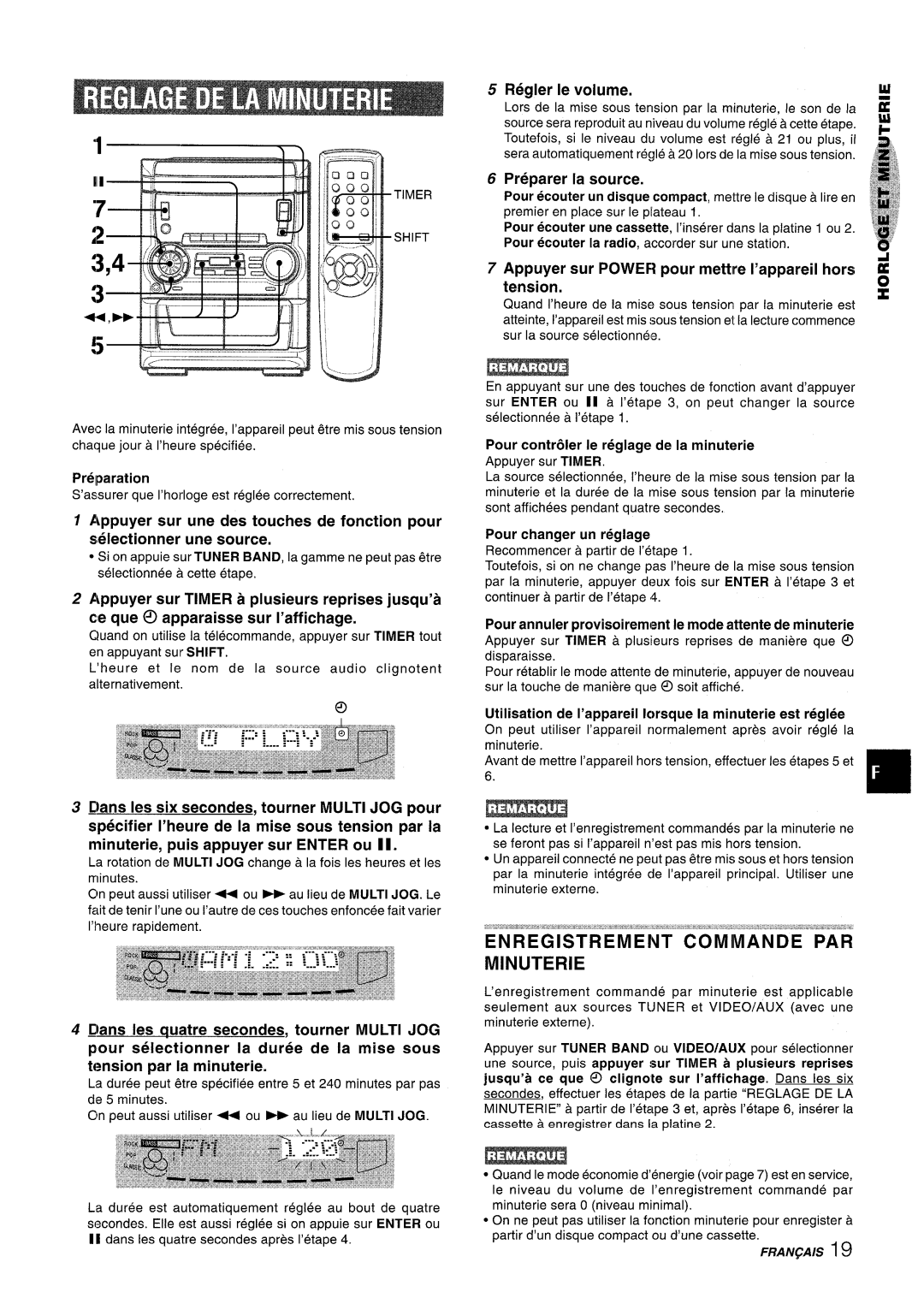 Aiwa NSX-A555 manual Enregistrement Commande PAR Minuterie, Regler Ie volume, Preparer La source 