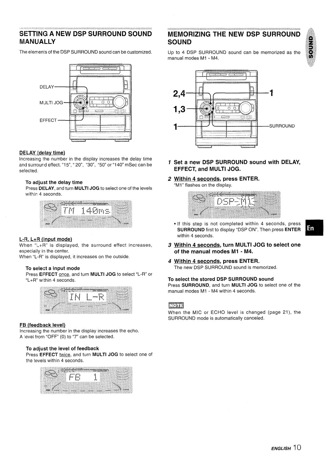 Aiwa NSX-A909 manual Setting a NEW DSP Surround Sound Manually 