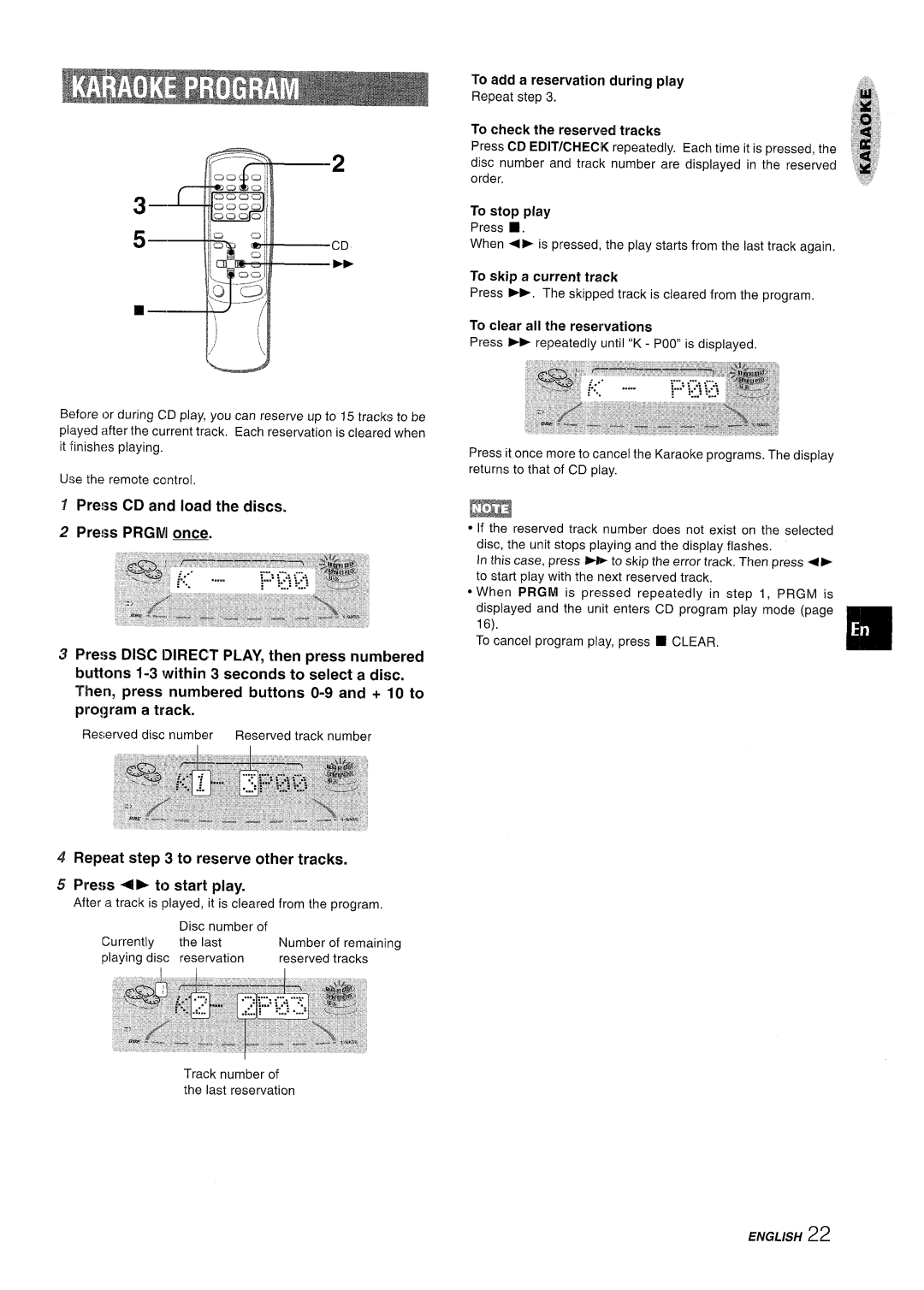 Aiwa NSX-A909 manual Repeat to reserve other tracks Press -4 F to start play 