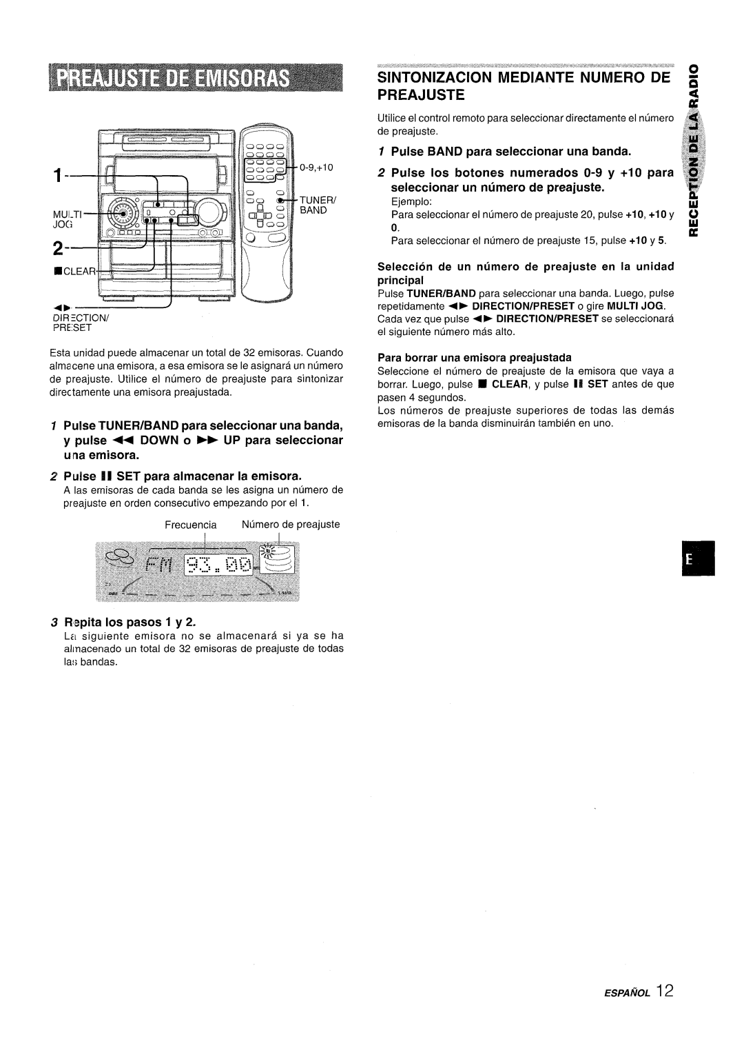 Aiwa NSX-A909 Sintonizacion Mediante Numero DE PREAJUSTE~, Repita Ios pasos 1 y, Seleccionar Un numero De preajuste, ~~@ 