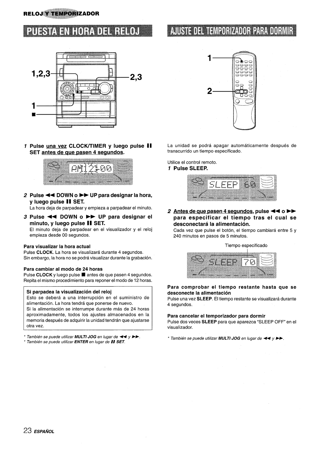 Aiwa NSX-A909 manual Pulse una vez CLOCK/TIMER y Iuego pulse, Para cancelar el temporizador para dormir 