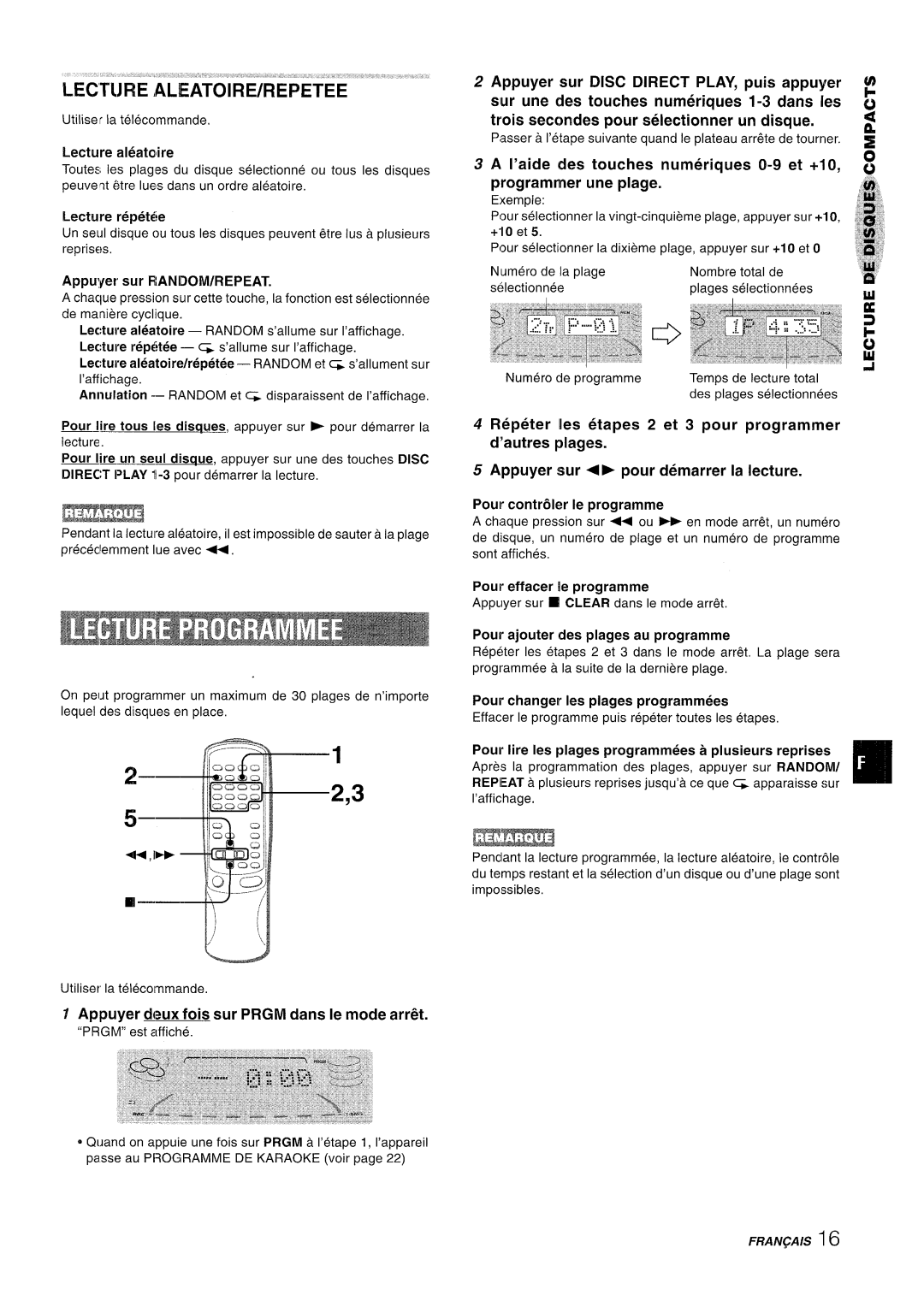 Aiwa NSX-A909 manual Appuyer deux fois sur Prgm clans Ie mode arr6t, Appuyer Sur, Disc Direct Play 