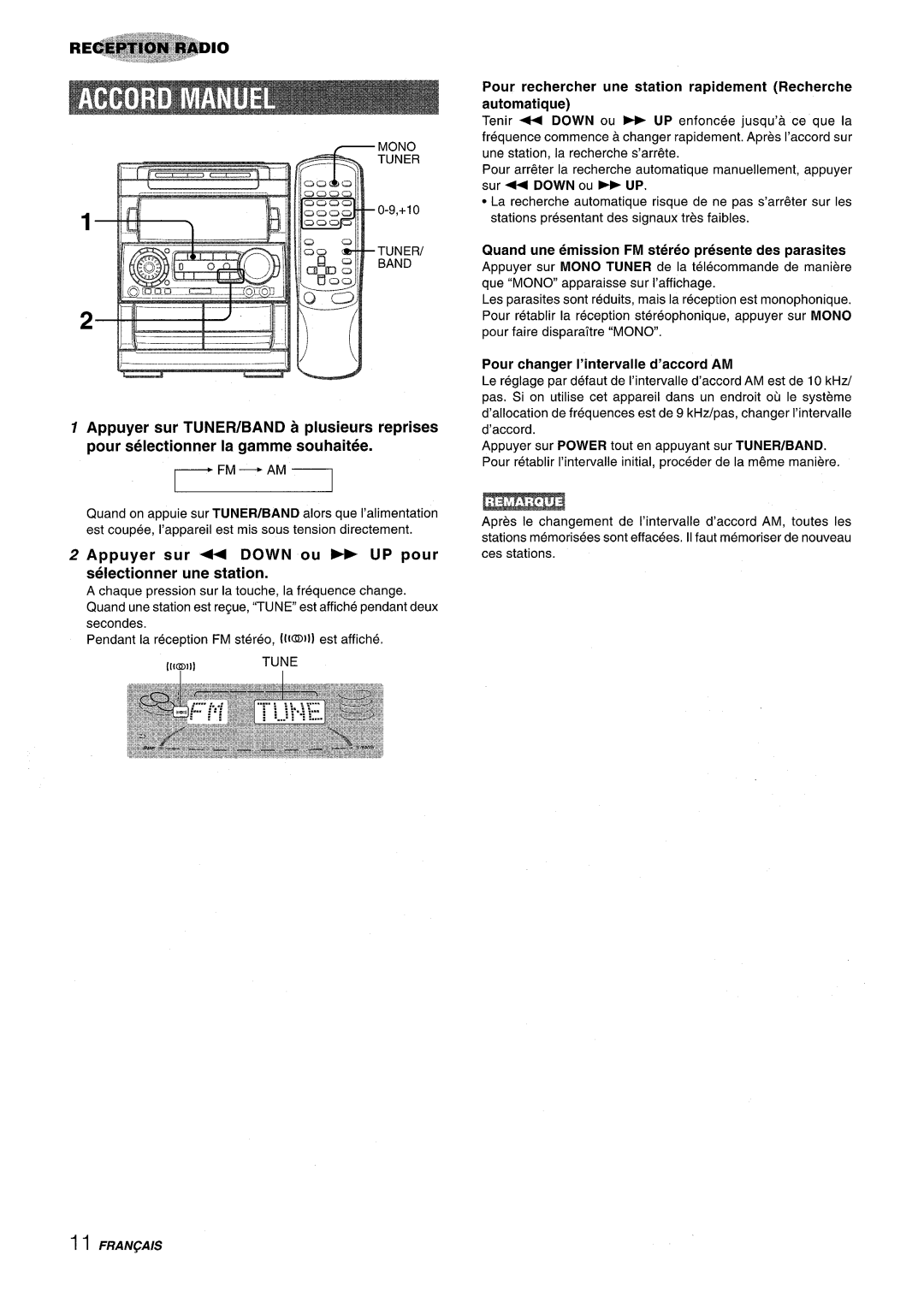 Aiwa NSX-A909 manual Quand une emission FM stereo presente des parasites, FRAfVQA/S 