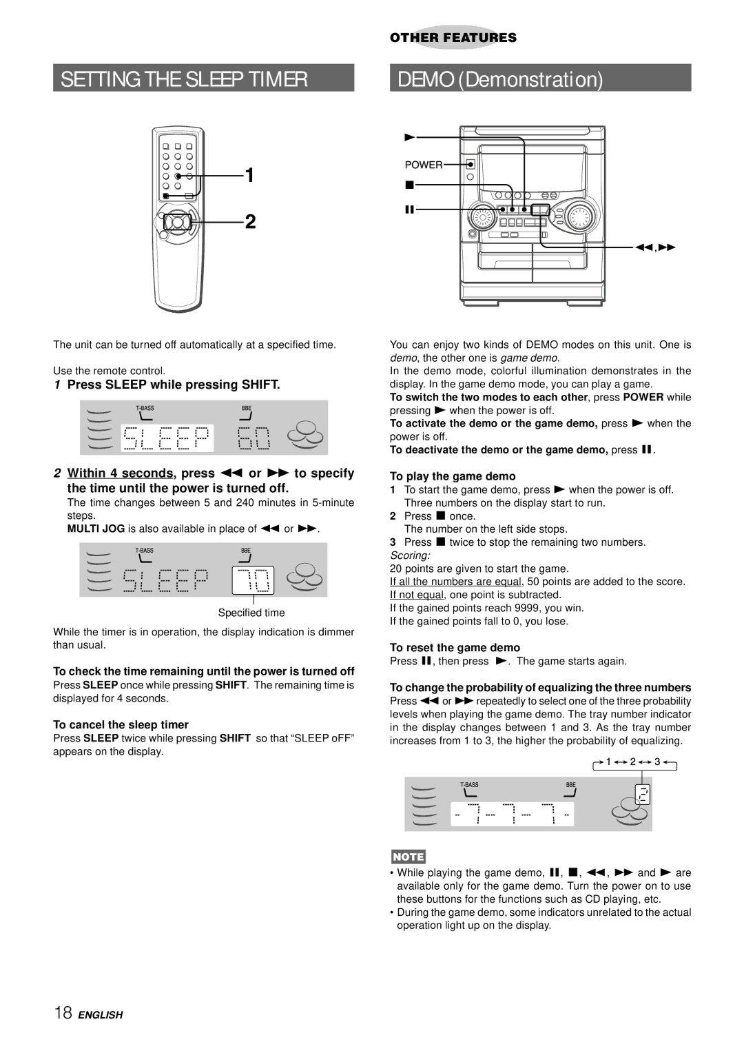 Aiwa NSX-AJ22 manual Setting the Sleep Timer 