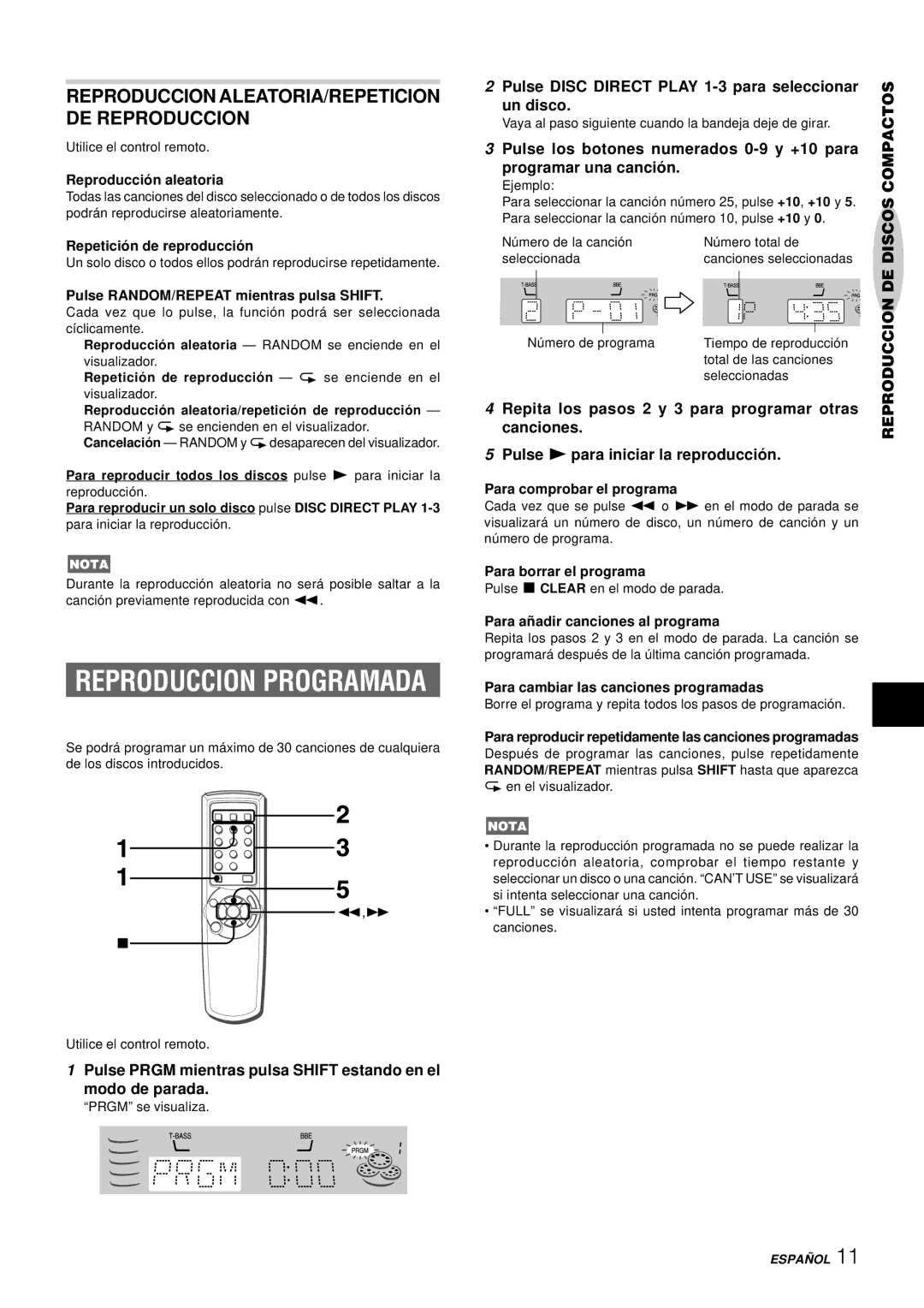 Aiwa NSX-AJ22 manual Pulse Disc Direct Play 1-3 para seleccionar Un disco 