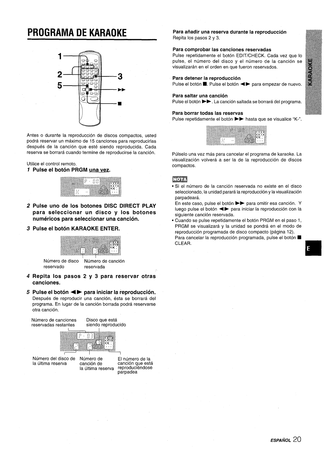 Aiwa NSX-AV900 manual Programadekaraoke 