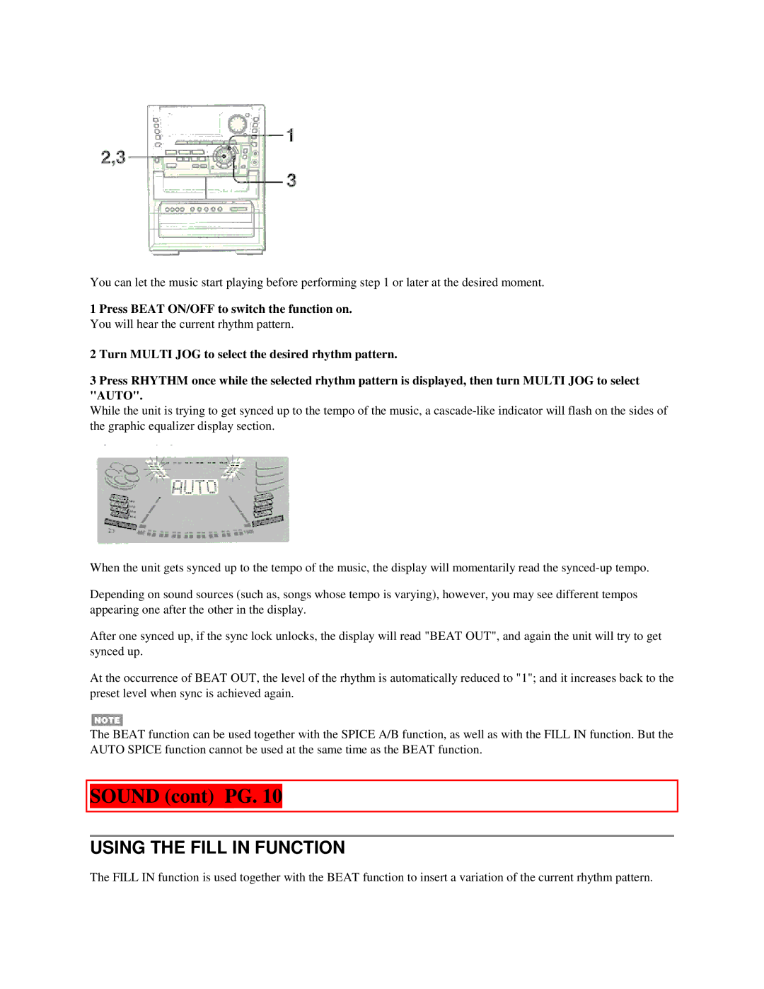 Aiwa NSX-MTD9 manual Using the Fill in Function 