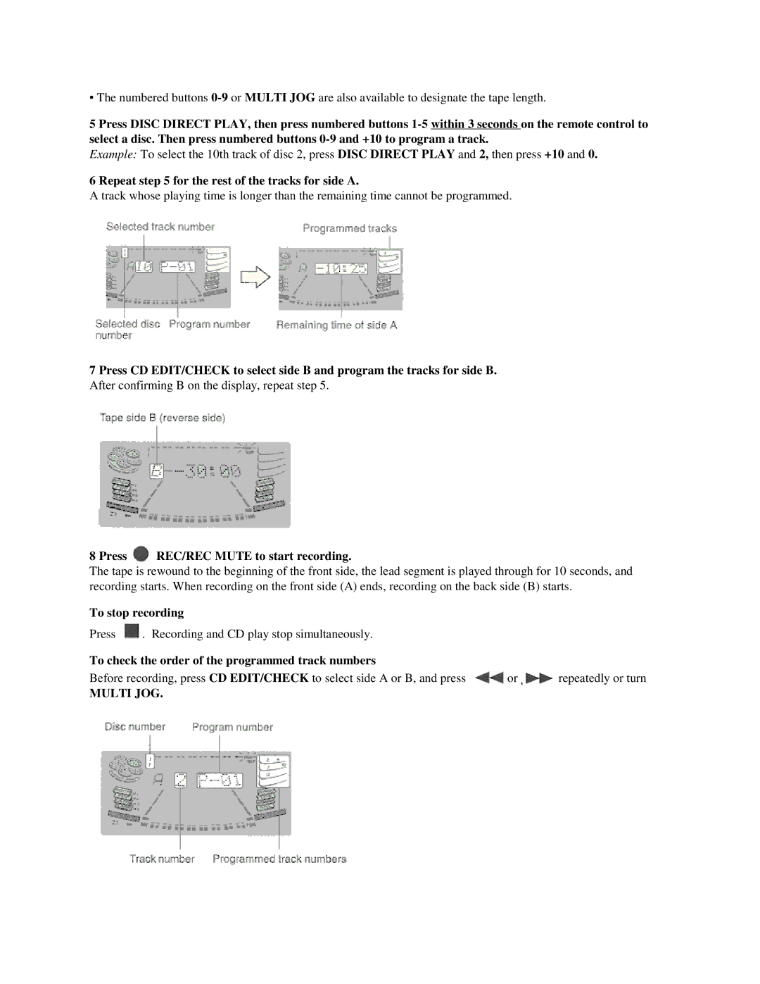 Aiwa NSX-MTD9 manual Repeat for the rest of the tracks for side a 