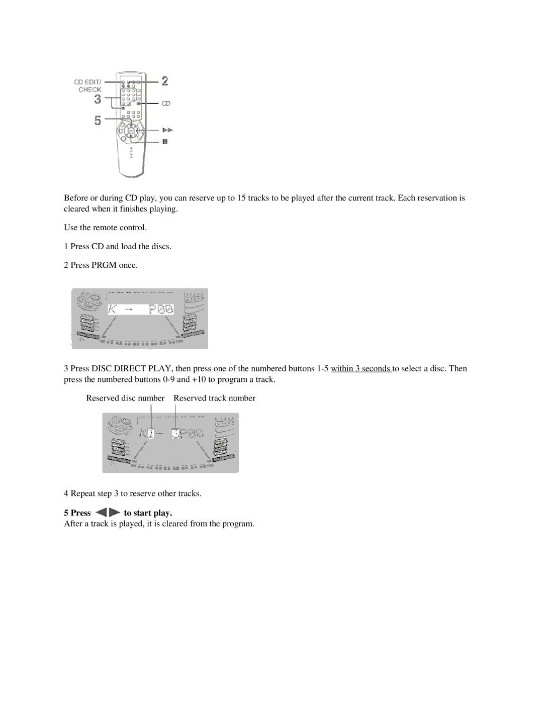 Aiwa NSX-MTD9 manual After a track is played, it is cleared from the program 