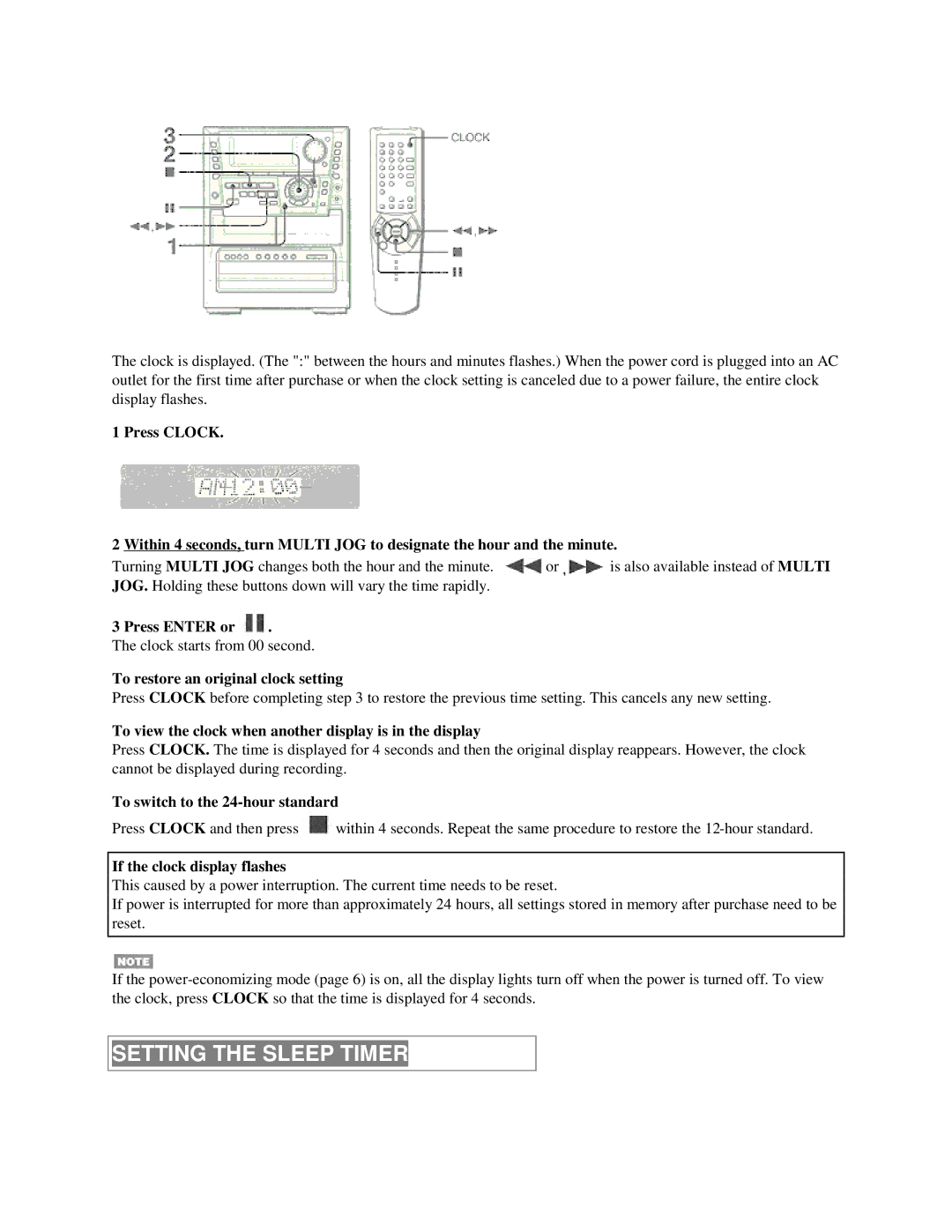 Aiwa NSX-MTD9 manual Setting the Sleep Timer 